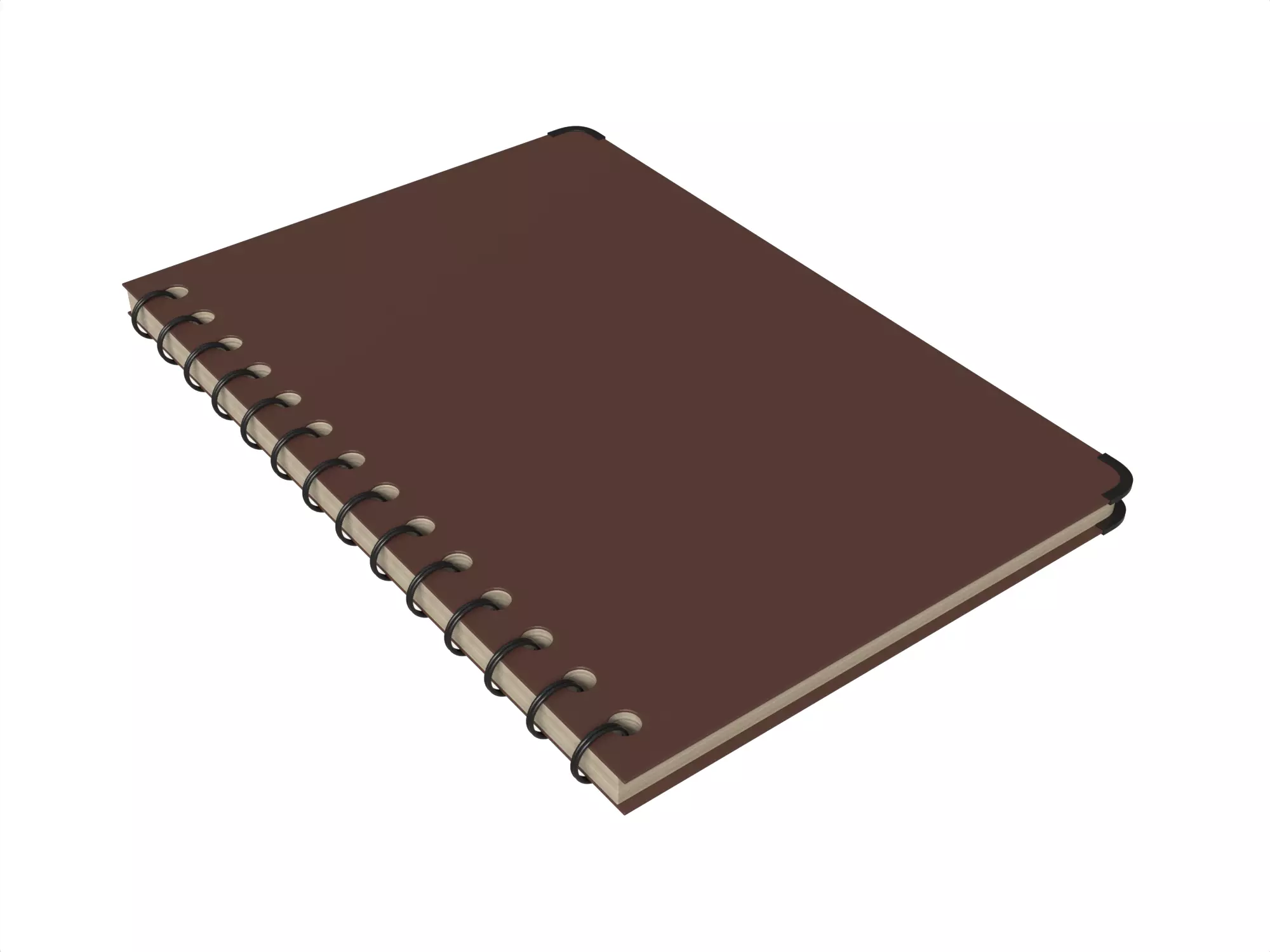 Simple Brown Spiral Bound Notebook Sketchbook Low-poly 3D model_0