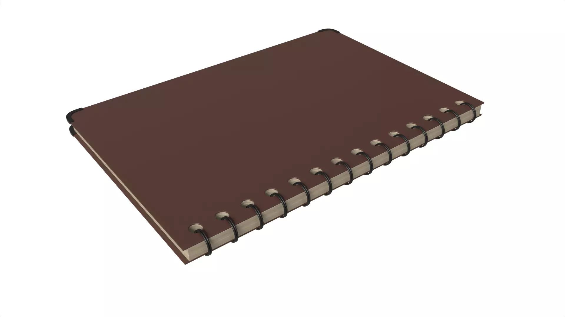 Simple Brown Spiral Bound Notebook Sketchbook Low-poly 3D model_3