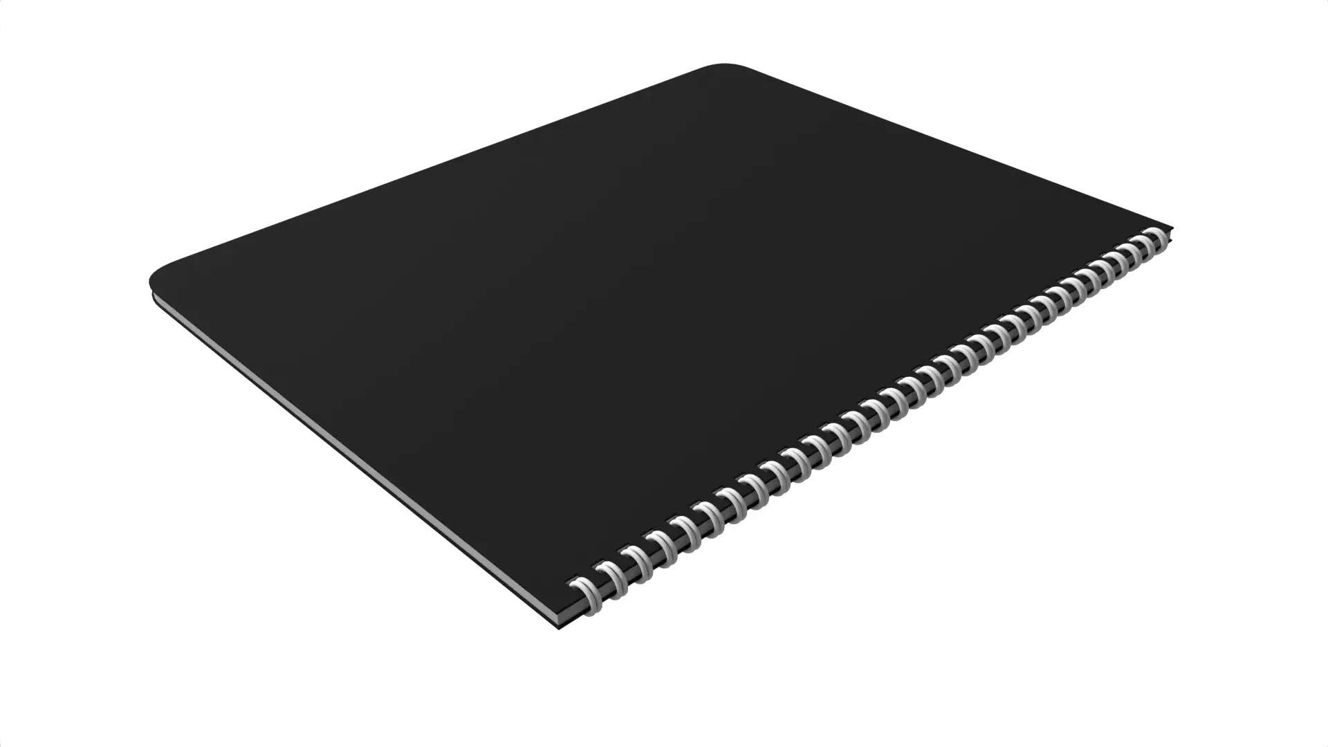 Minimalist Black Spiral Bound Sketchbook Notebook Low-poly 3D model_3