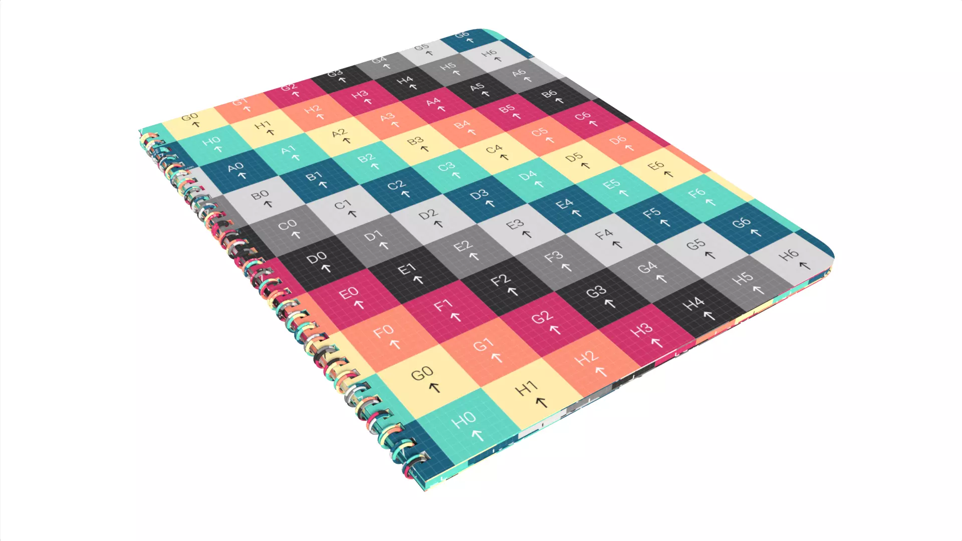 Minimalist Black Spiral Bound Sketchbook Notebook Low-poly 3D model_6