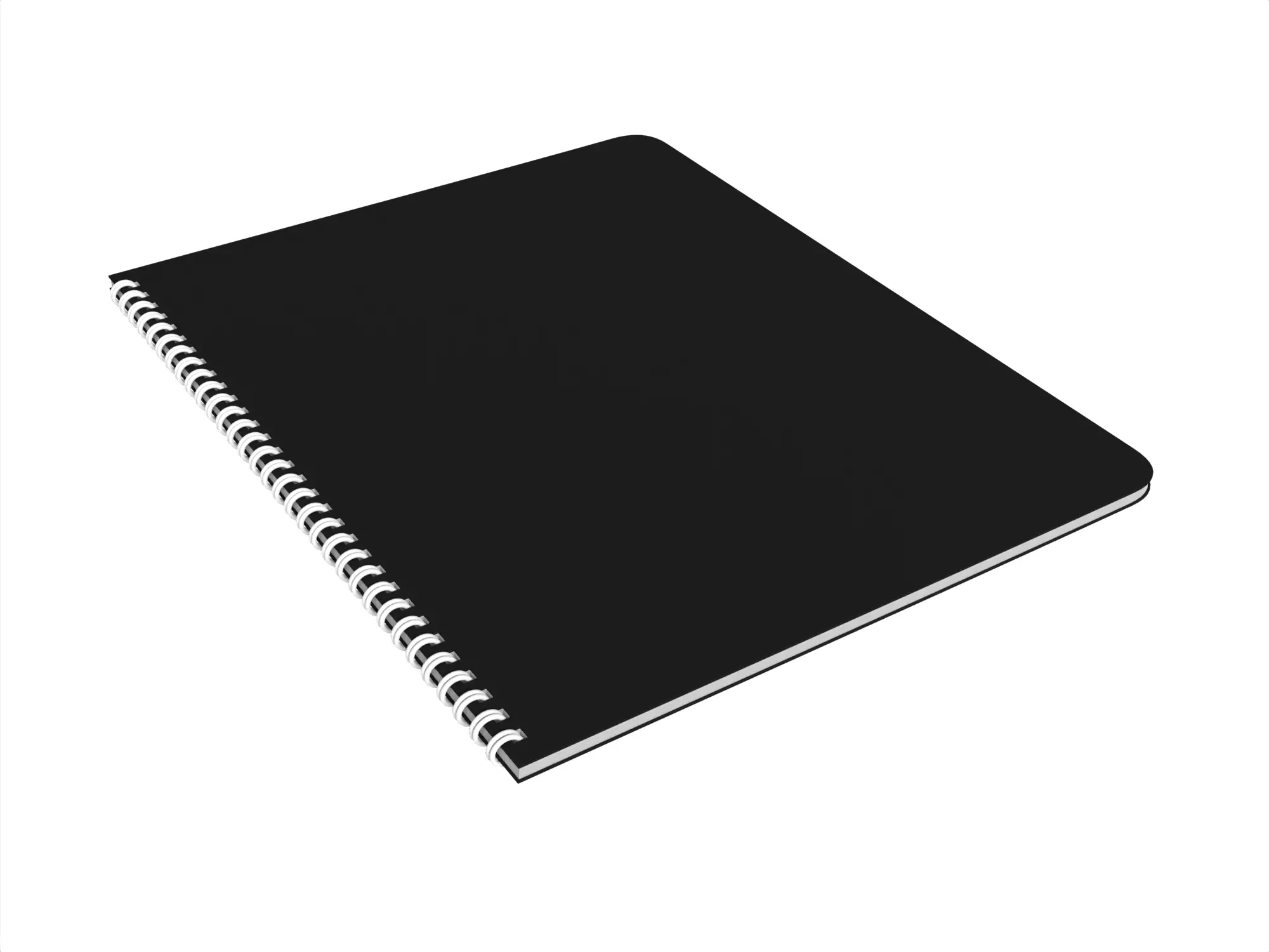Minimalist Black Spiral Bound Sketchbook Notebook Low-poly 3D model_0