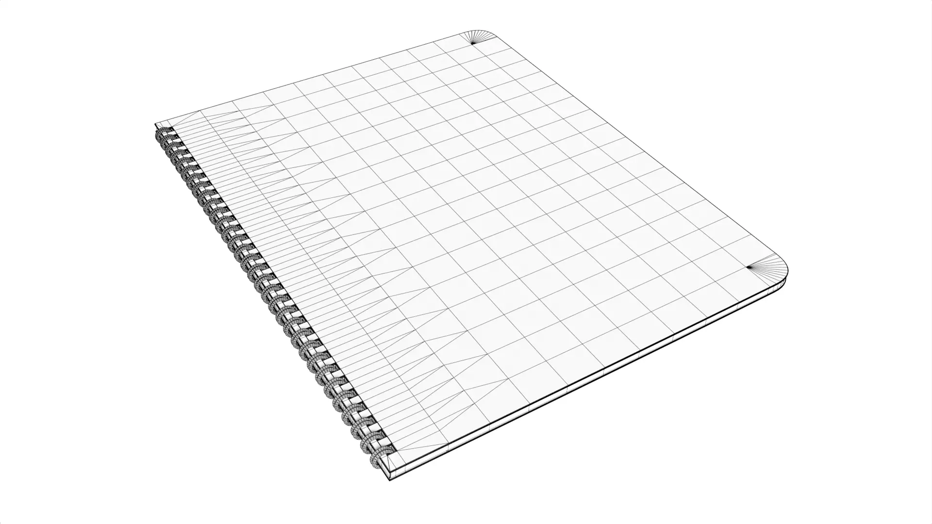 Minimalist Black Spiral Bound Sketchbook Notebook Low-poly 3D model_5