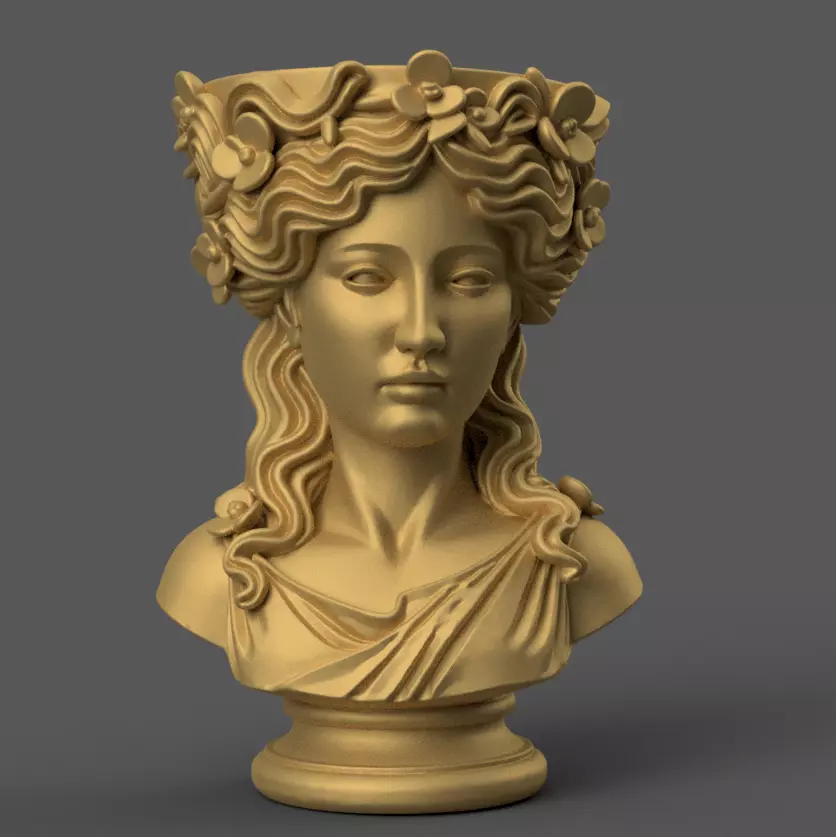 Elegant Woman Head planter urn candy container candle holder 3D print model_0