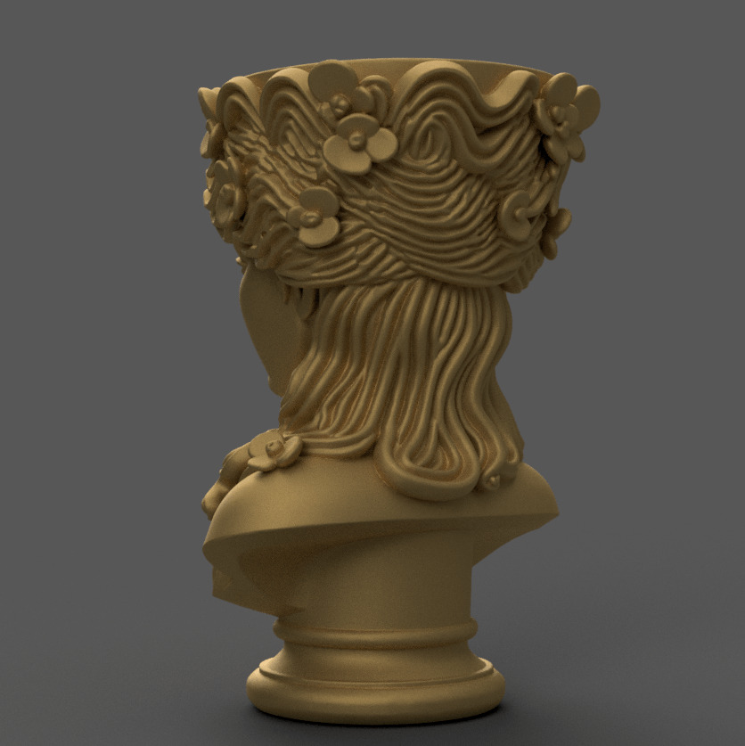 Elegant Woman Head planter urn candy container candle holder 3D print model_3