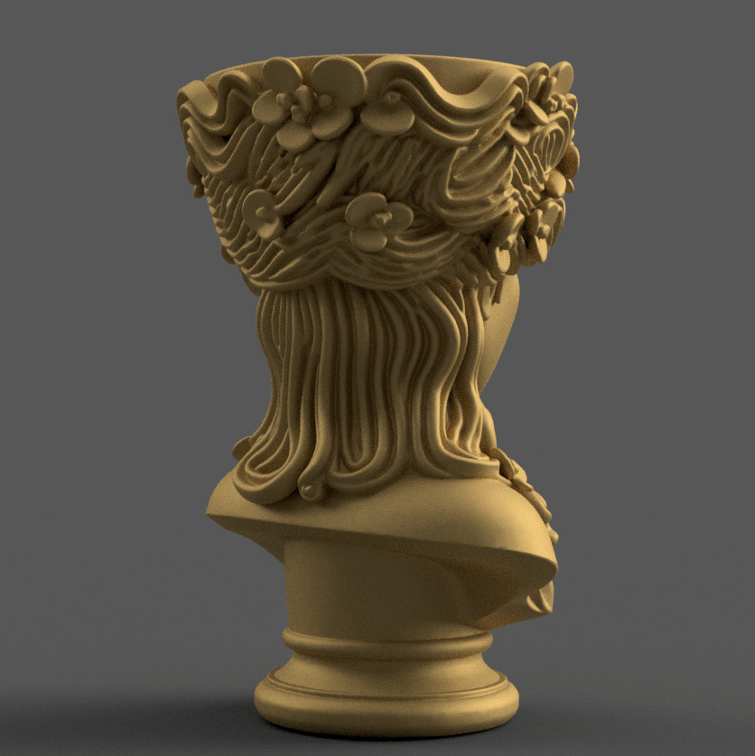 Elegant Woman Head planter urn candy container candle holder 3D print model_5