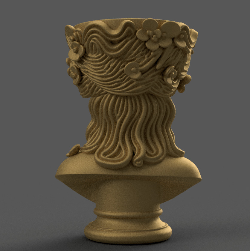 Elegant Woman Head planter urn candy container candle holder 3D print model_4