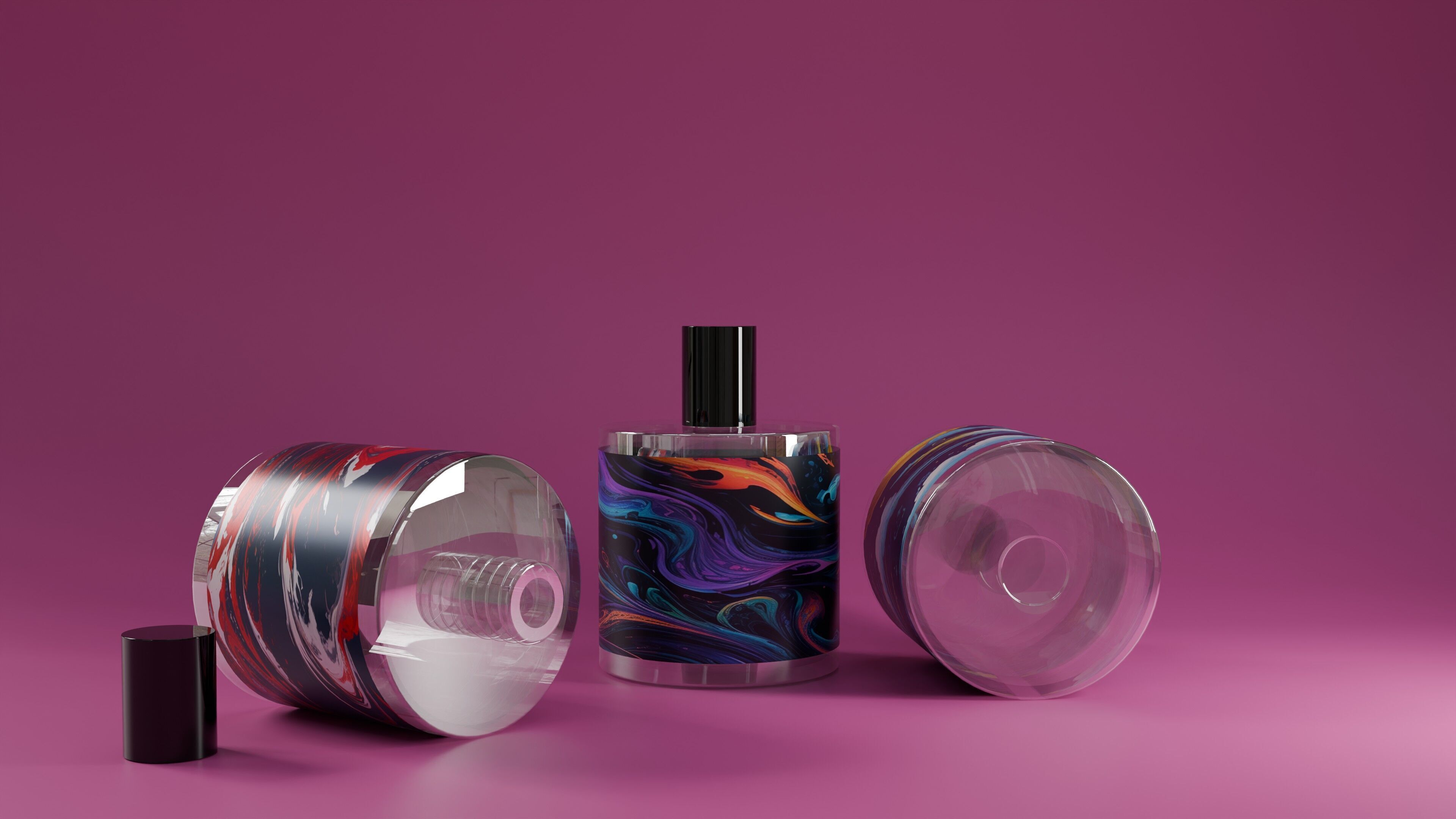 Colorful Designer Transparent Perfume Bottles Low-poly 3D model_1