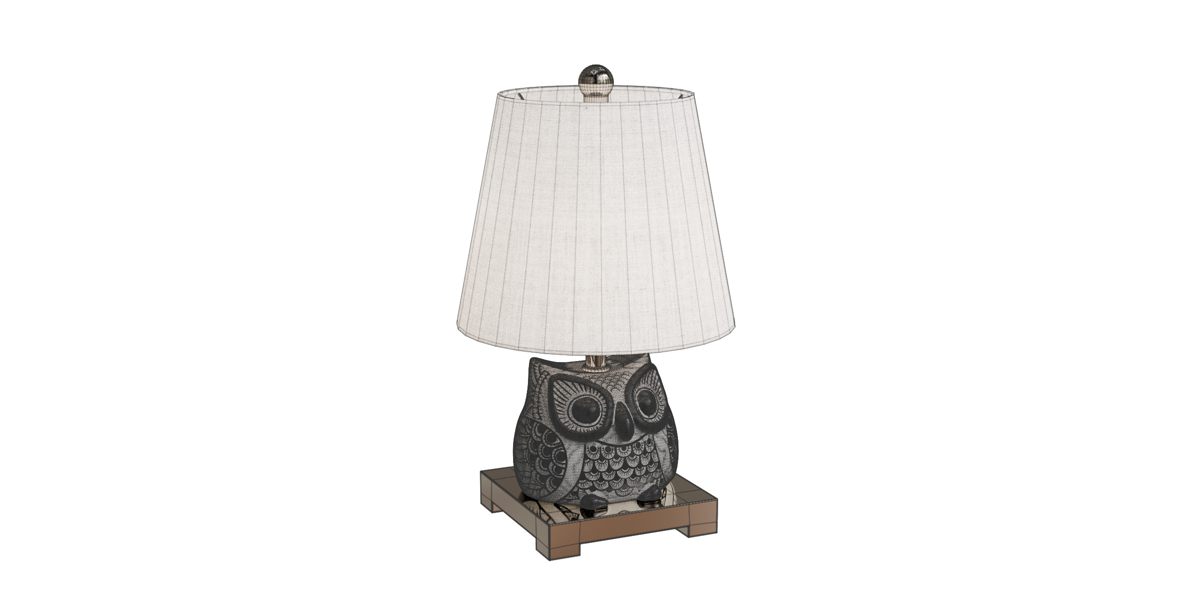 Owl Ceramic Mini Led Table Lamp 3D model_4