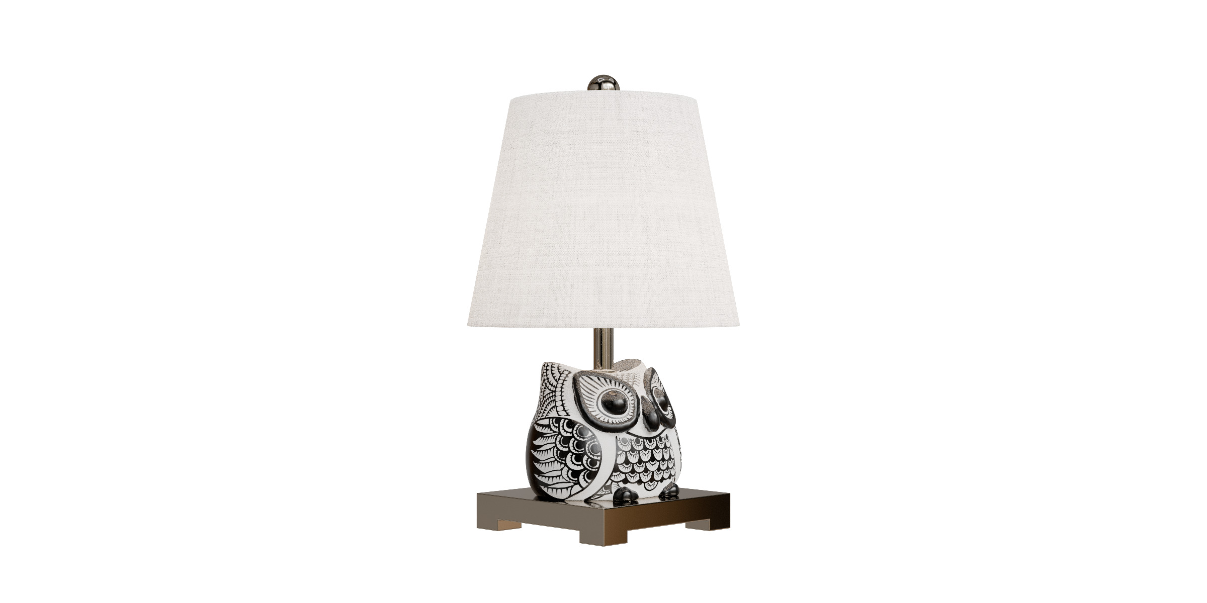 Owl Ceramic Mini Led Table Lamp 3D model_6