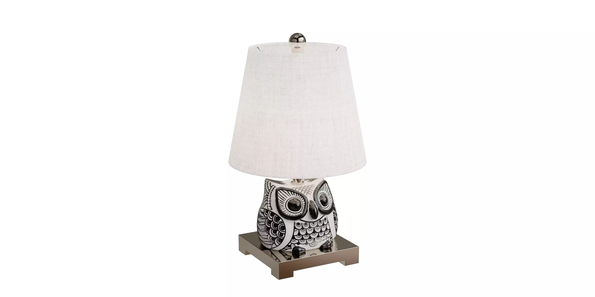 Owl Ceramic Mini Led Table Lamp 3D model_0