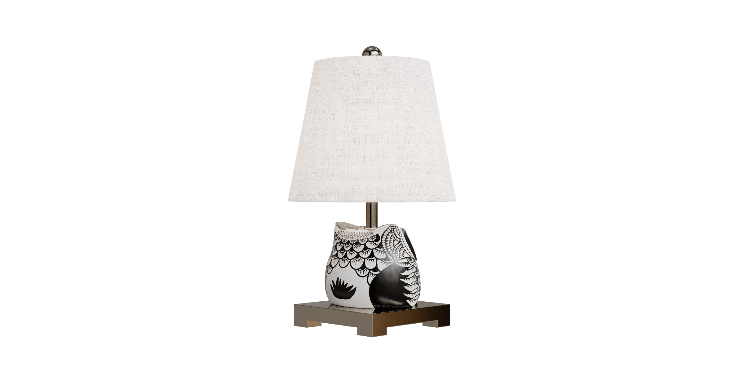 Owl Ceramic Mini Led Table Lamp 3D model_8