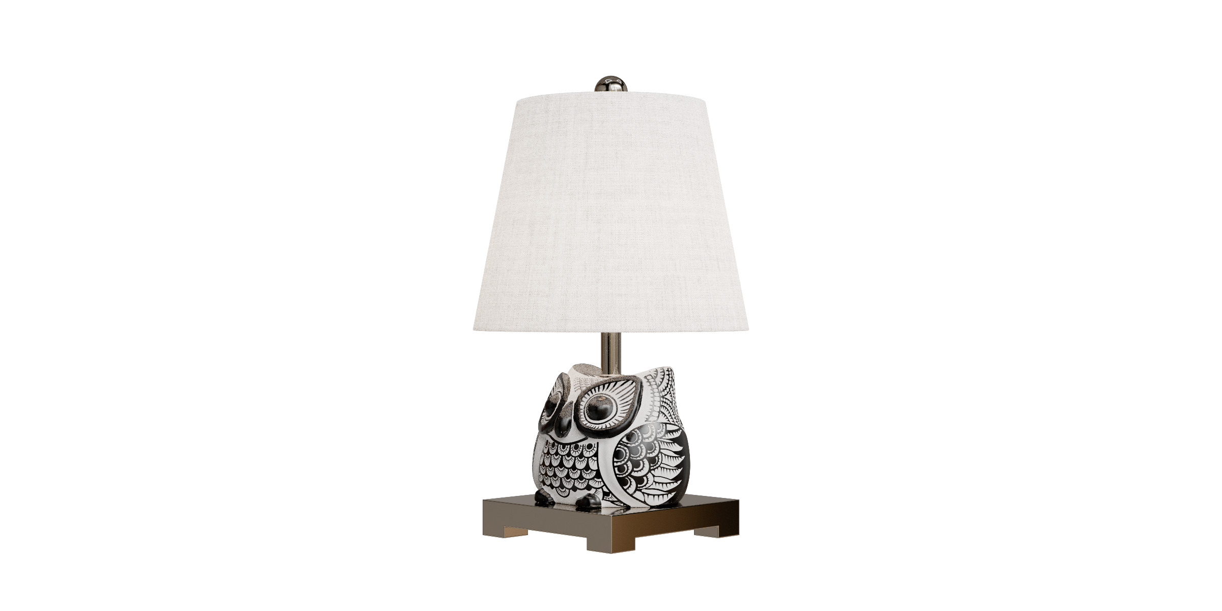 Owl Ceramic Mini Led Table Lamp 3D model_12