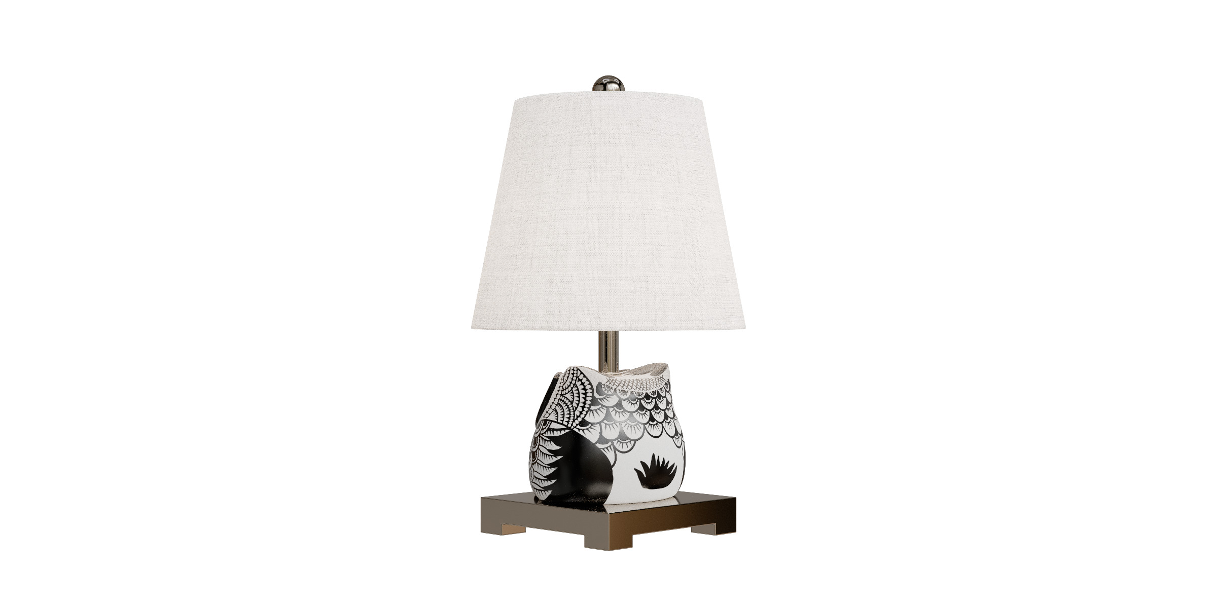 Owl Ceramic Mini Led Table Lamp 3D model_10