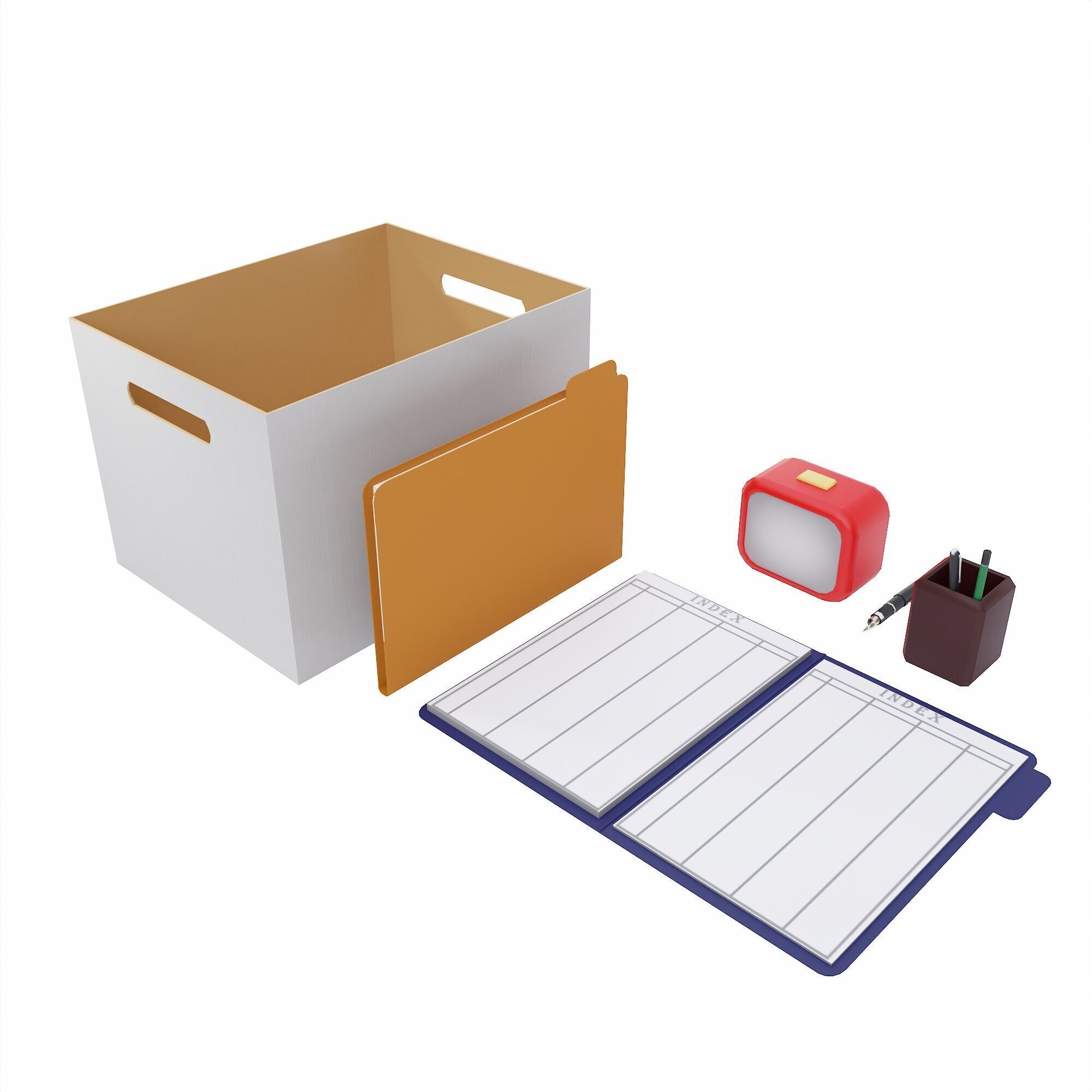 Office items lowpoly 3d model Low-poly 3D model_1