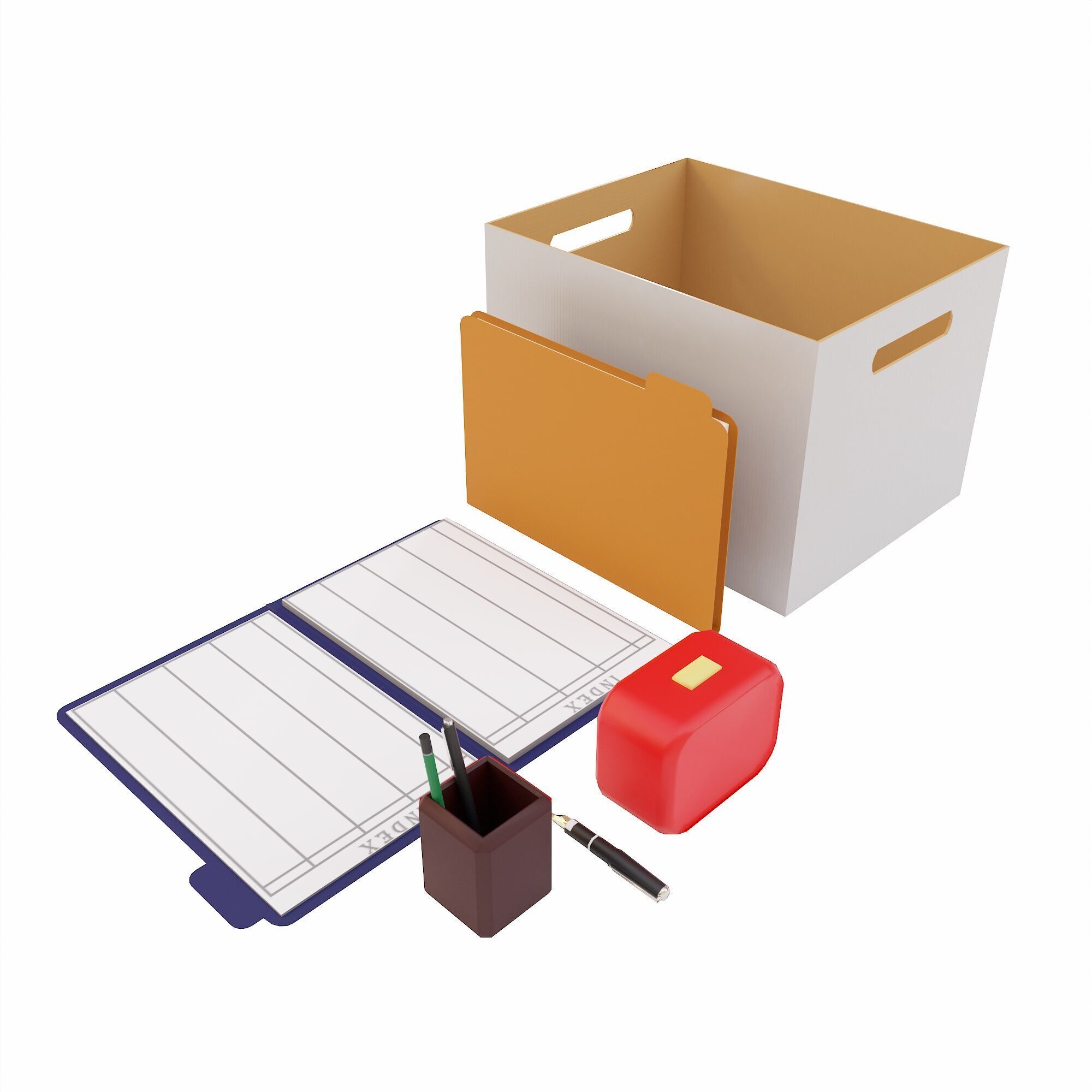 Office items lowpoly 3d model Low-poly 3D model_4
