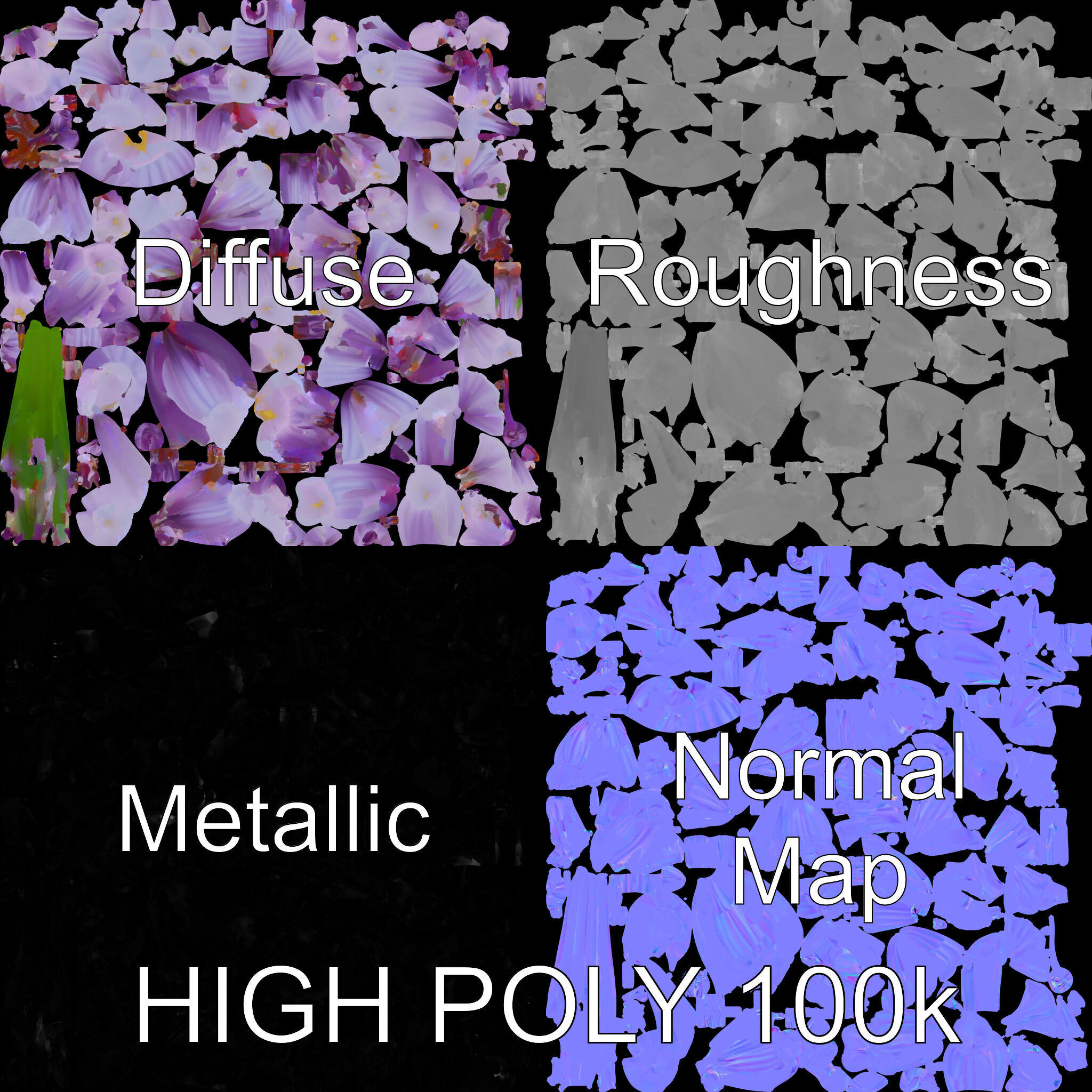Lilac Hyacinth Flower Model Pack Low-poly 3D model_2