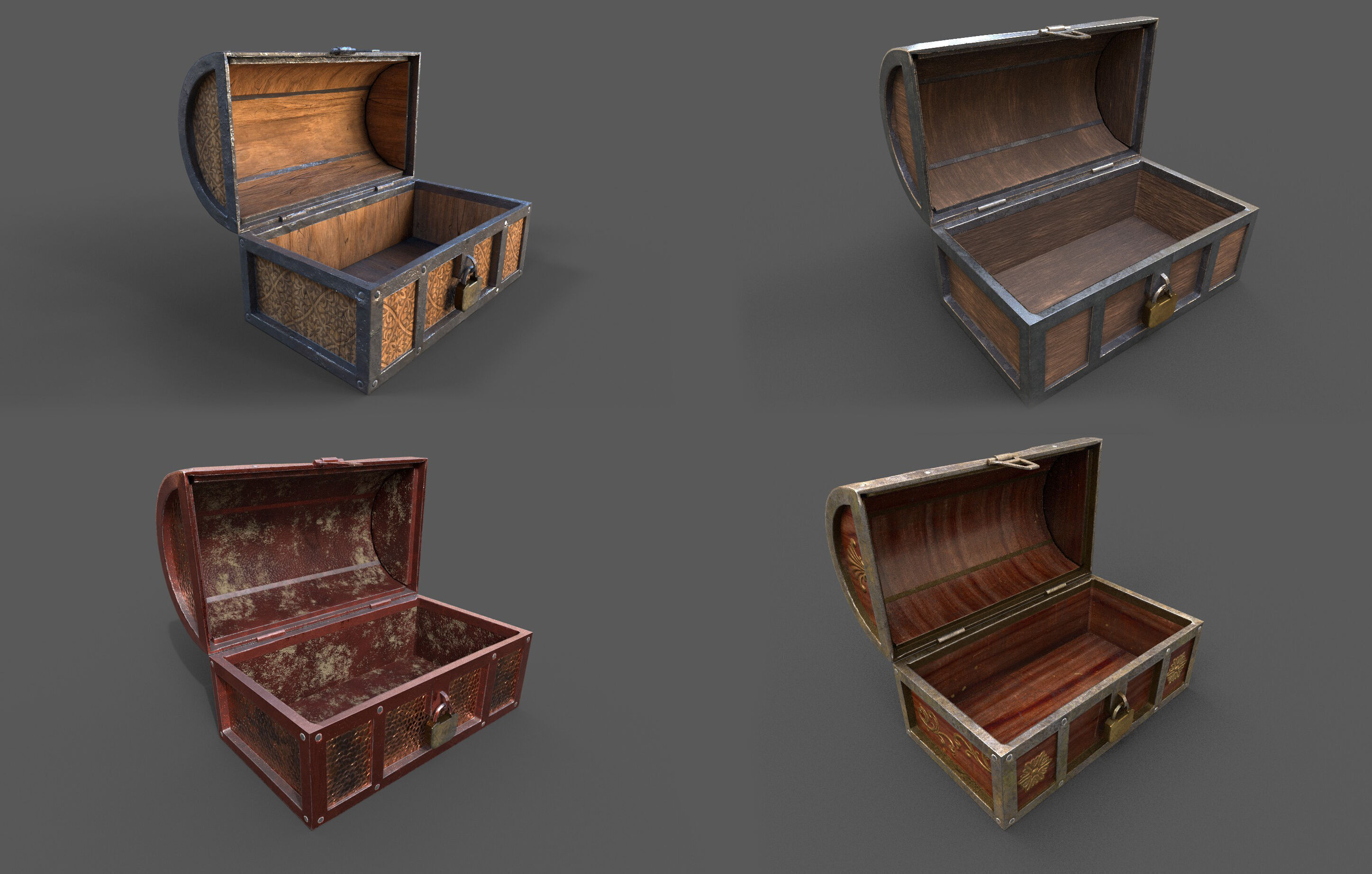 Pack 16 Chest-Storage Box 3D Model Low-poly 3D model_2