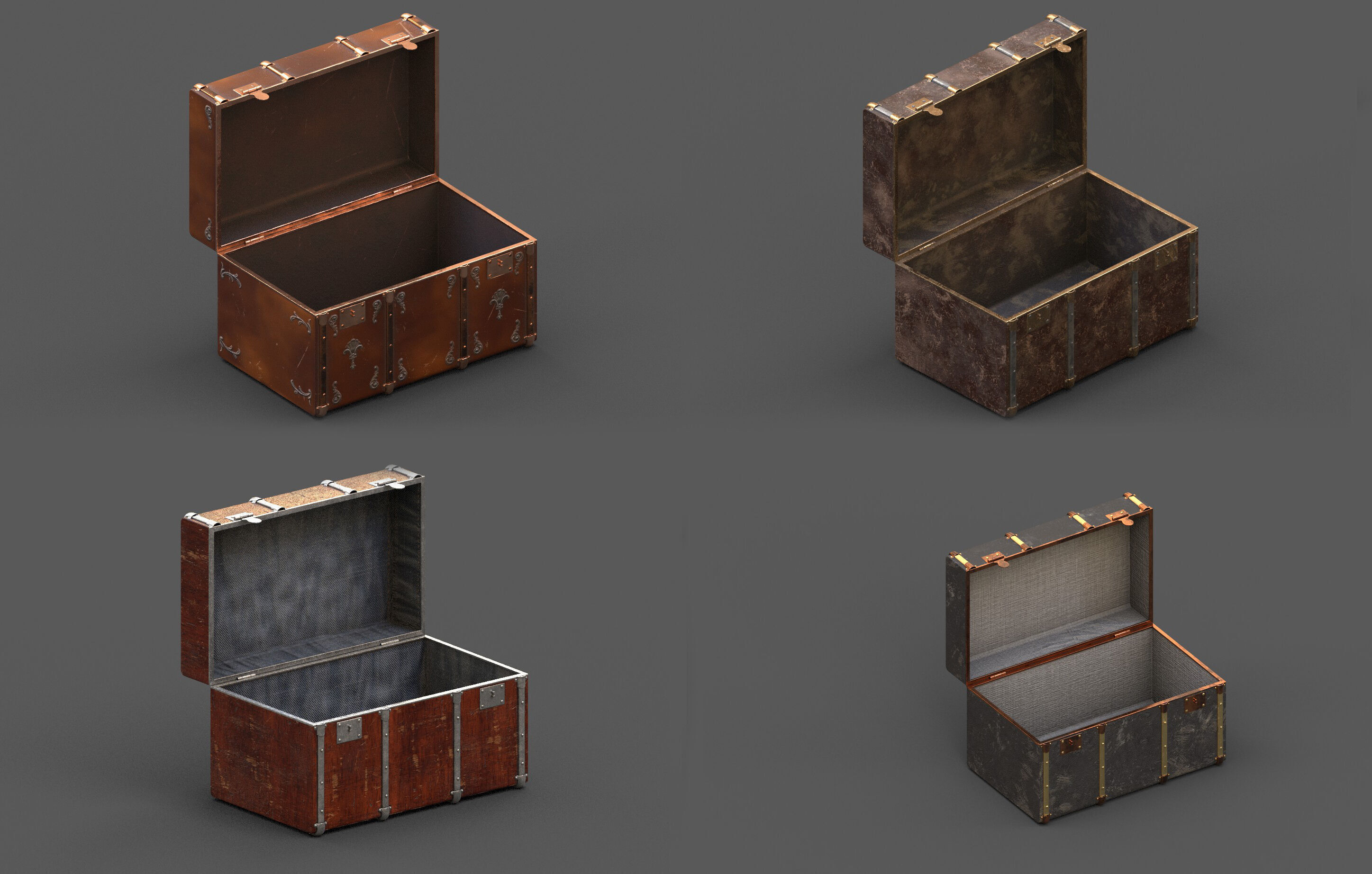 Pack 16 Chest-Storage Box 3D Model Low-poly 3D model_3