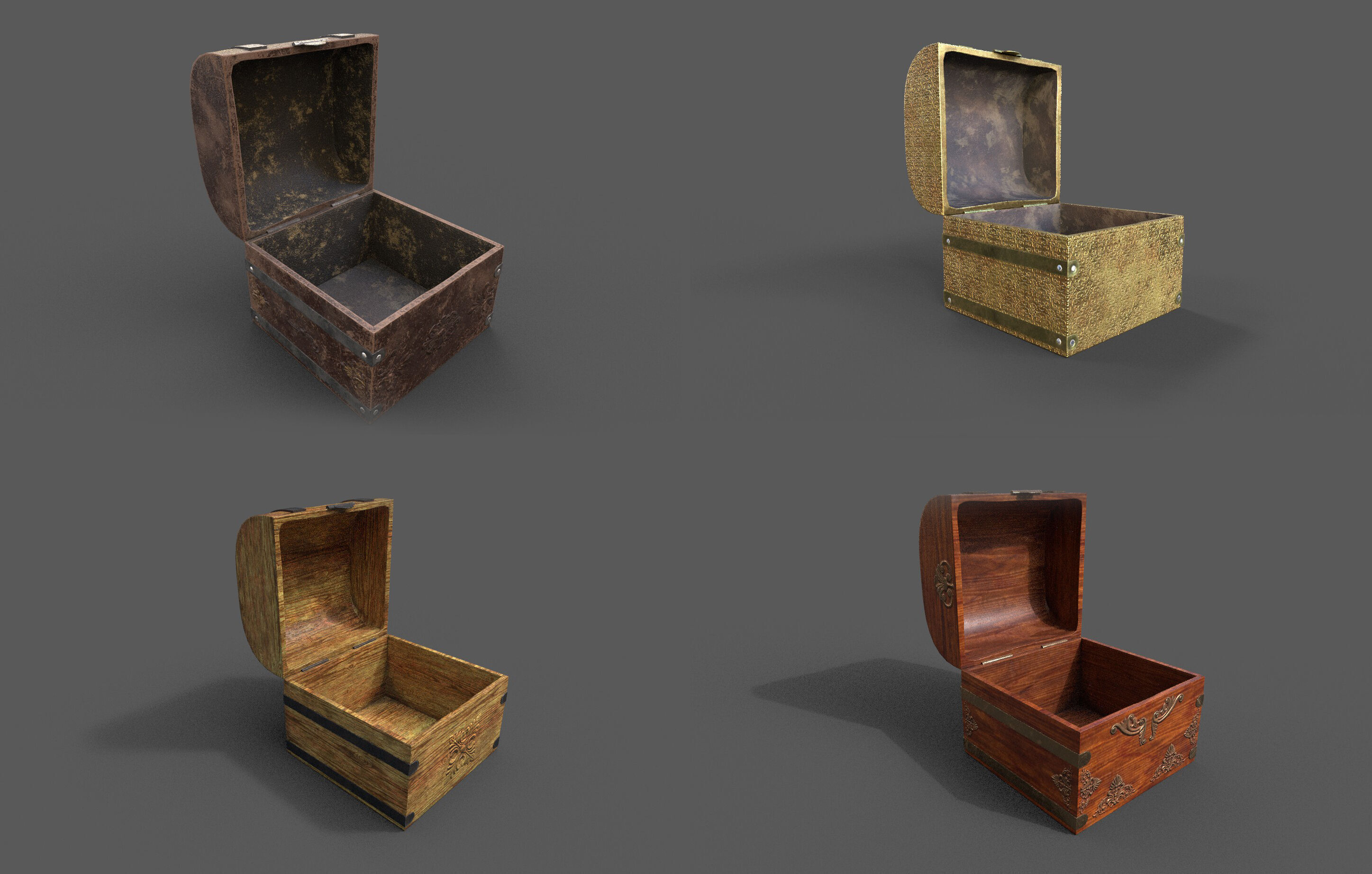 Pack 16 Chest-Storage Box 3D Model Low-poly 3D model_1