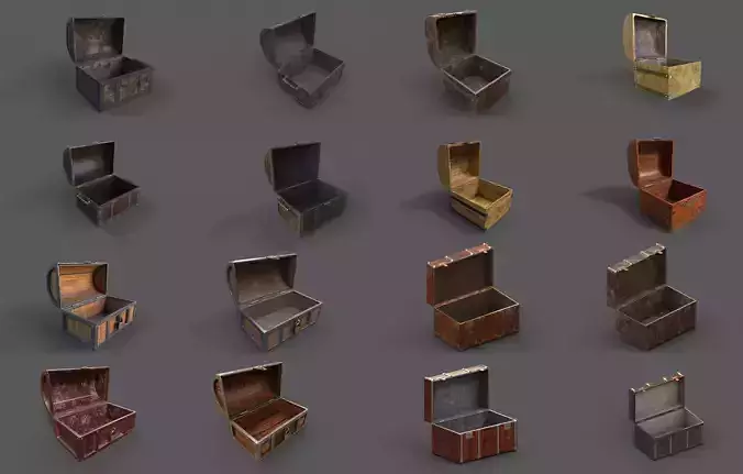 Pack 16 Chest-Storage Box 3D Model