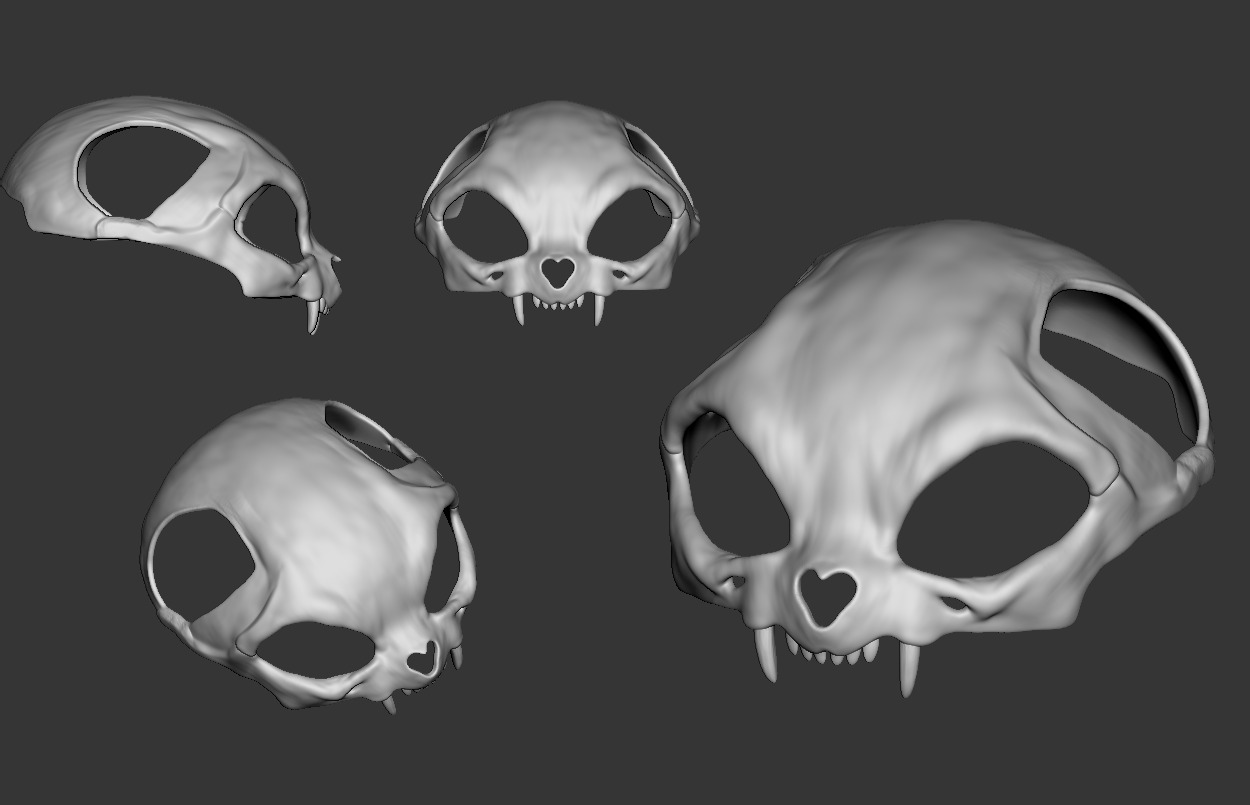 Cat Skull hat STL for 3D print model_3