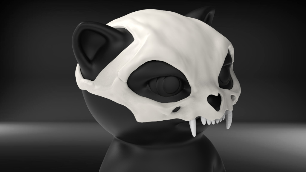 Cat Skull hat STL for 3D print model_1