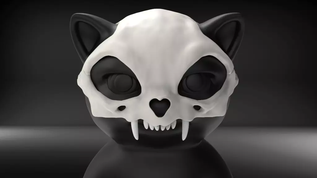 Cat Skull hat STL for 3D print model_0