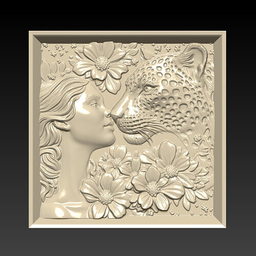 Leopard Head and A Girl A26 3D print model