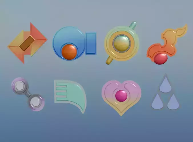 Pokemon Hoenn Gym Badges Low-poly 3D model