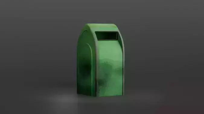 Aged Japanese Trash Can Game Ready PBR Model