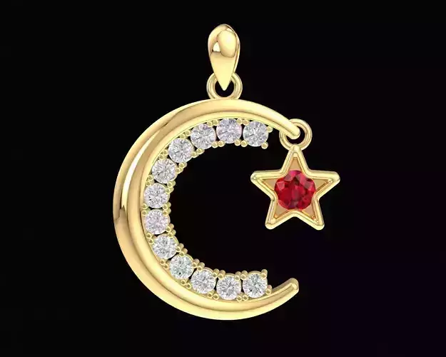 34a Moon and Star Pendant