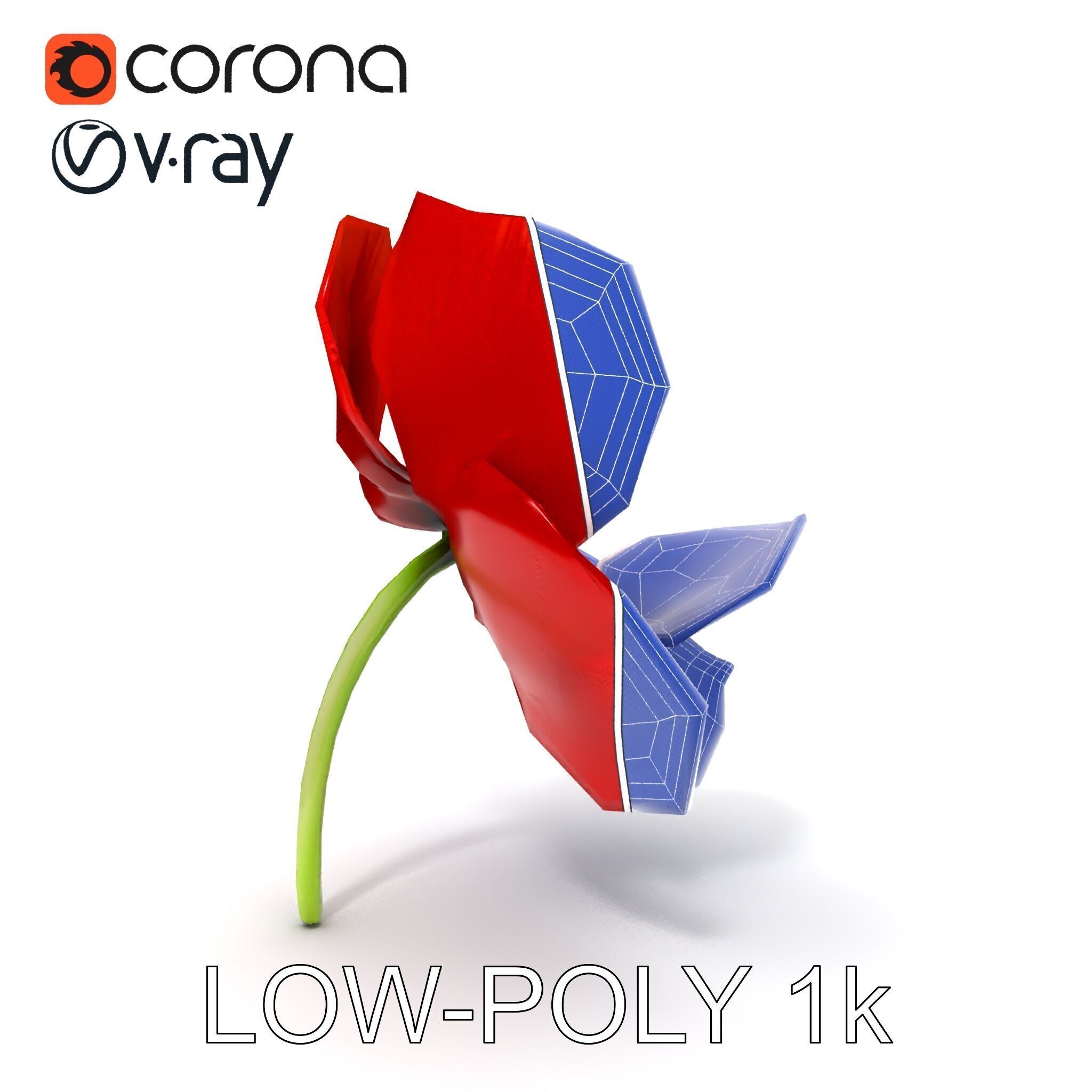 Poppy Flower D Model Pack Low-poly 3D model_7