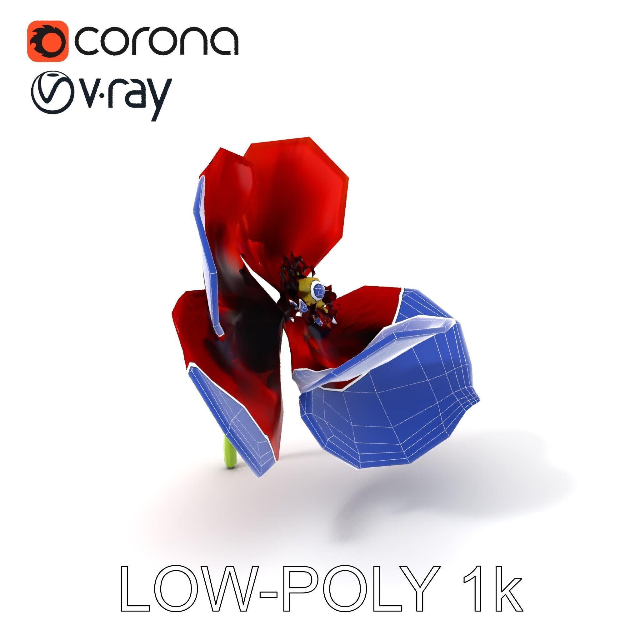 Poppy Flower D Model Pack Low-poly 3D model_23
