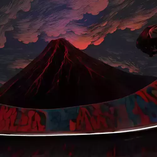 Electric Volcano Mountain Stylized Texture 