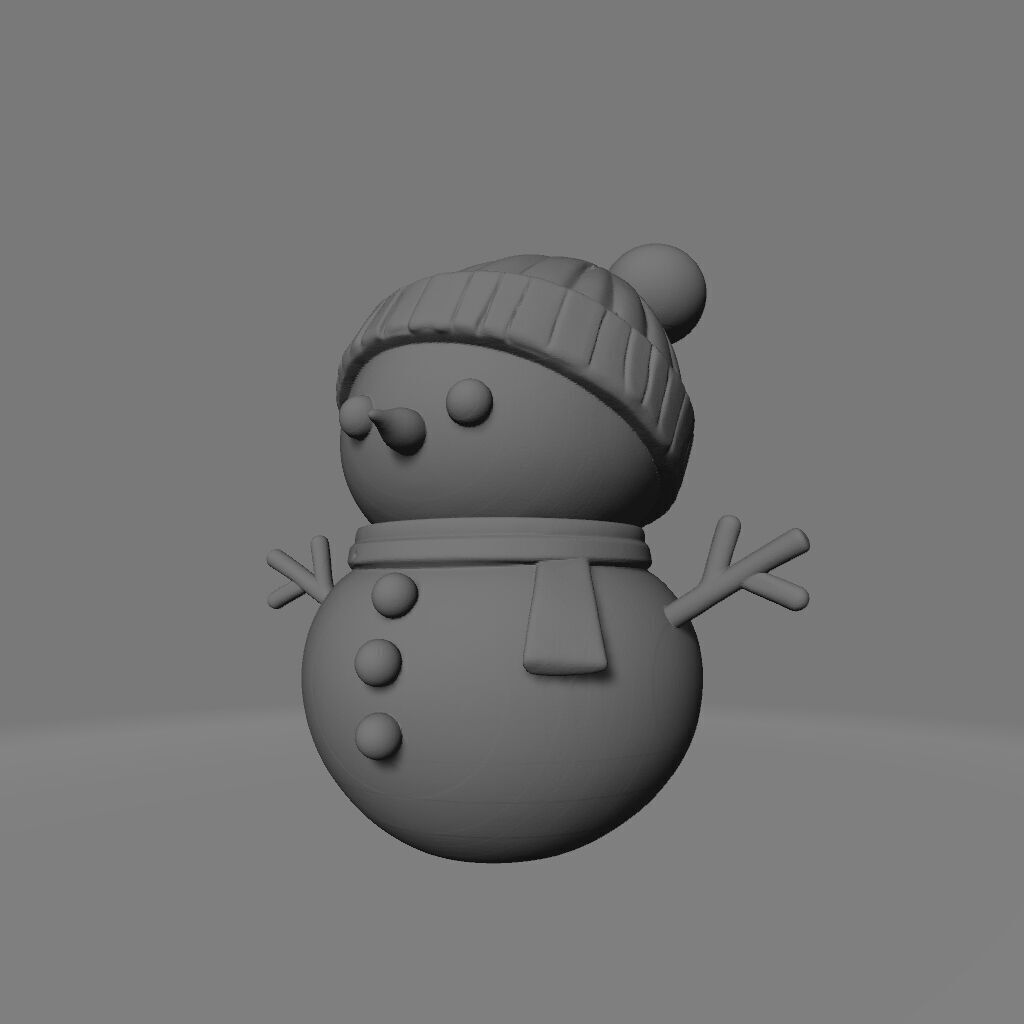 Minimalist White Snowman 3D print model_2
