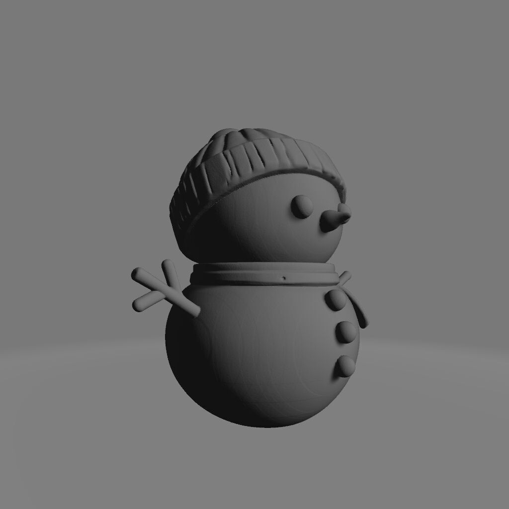 Minimalist White Snowman 3D print model_1