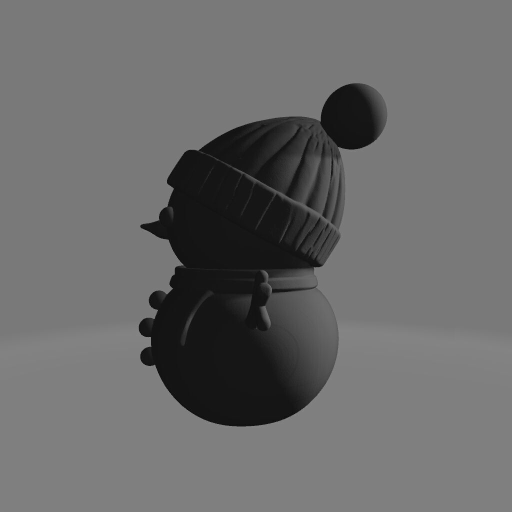 Minimalist White Snowman 3D print model_3