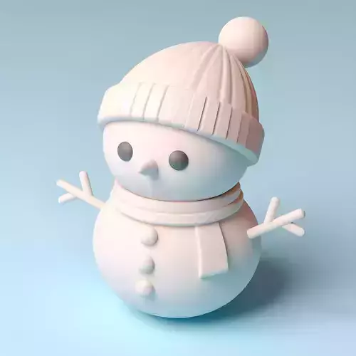 Minimalist White Snowman 3D print model