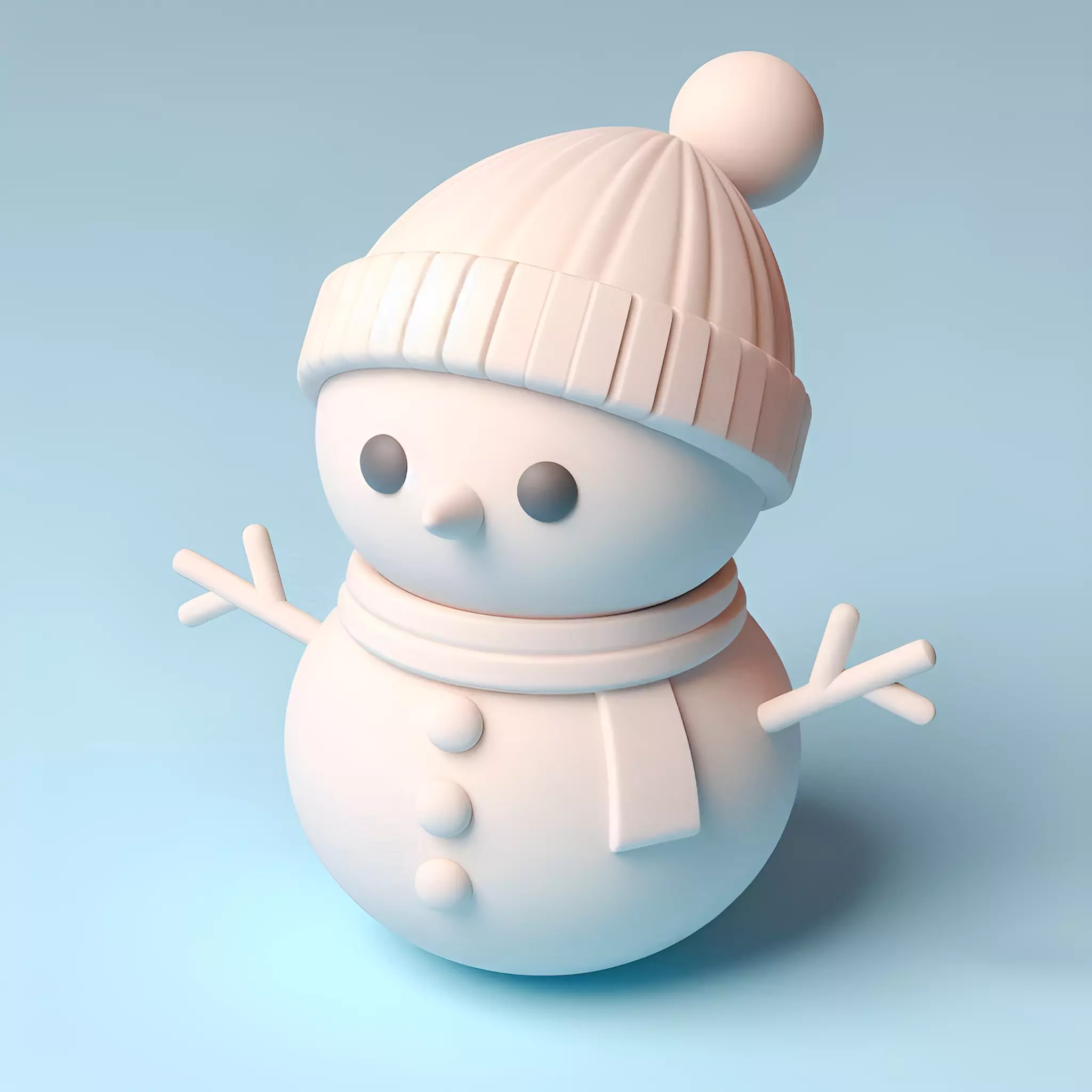 Minimalist White Snowman 3D print model_0