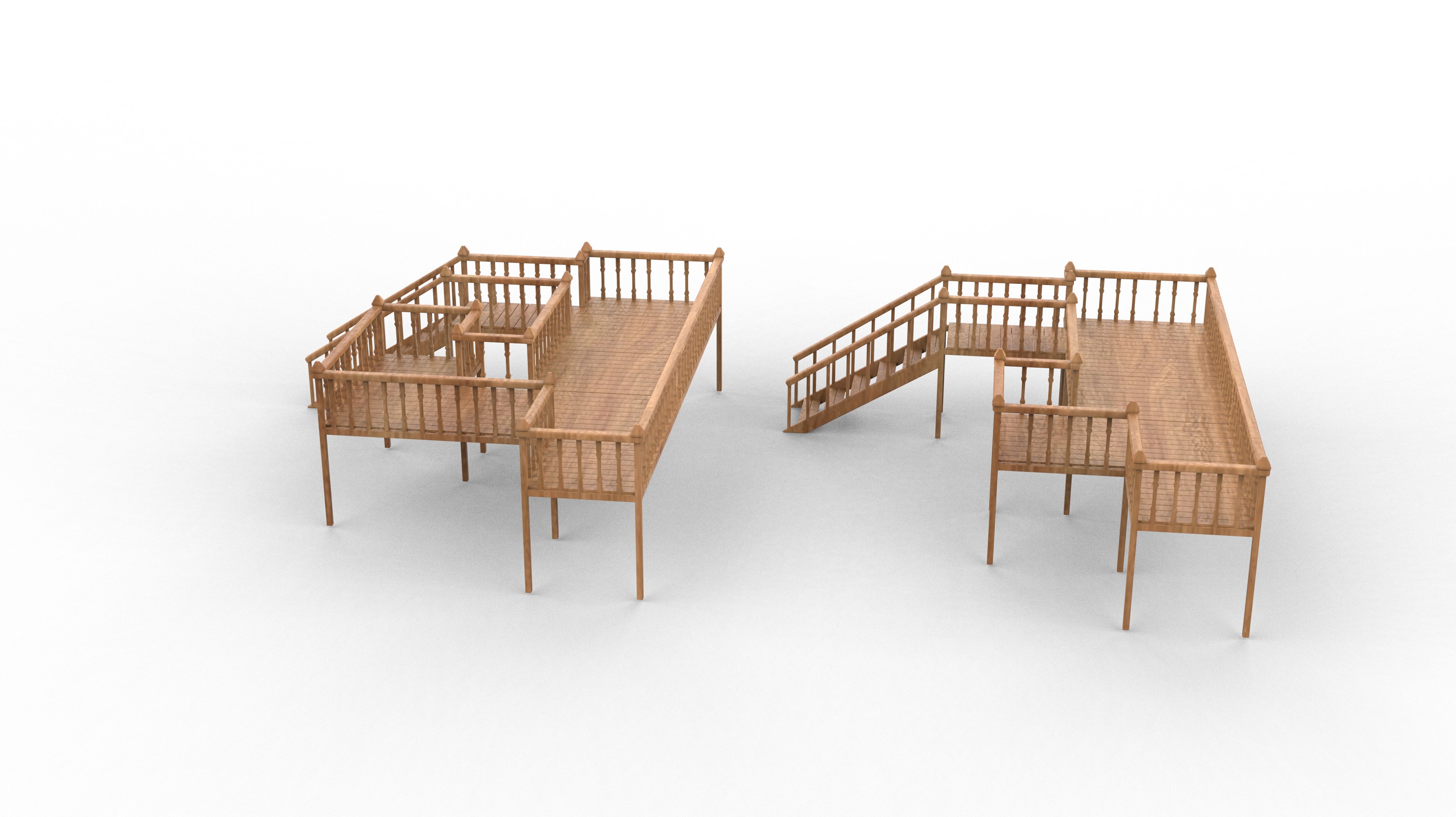 Multi wooden Deck  3D model_11