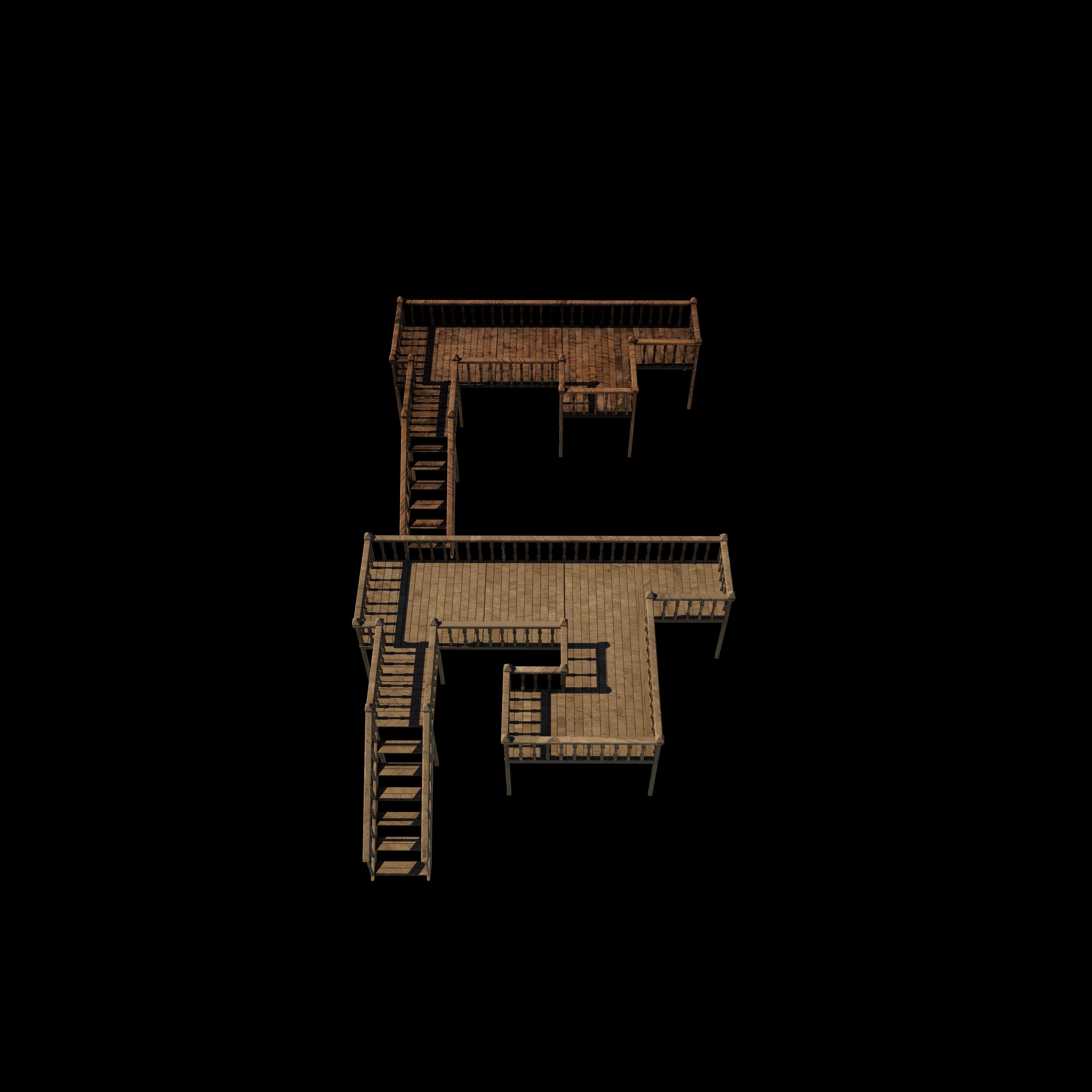 Multi wooden Deck  3D model_6
