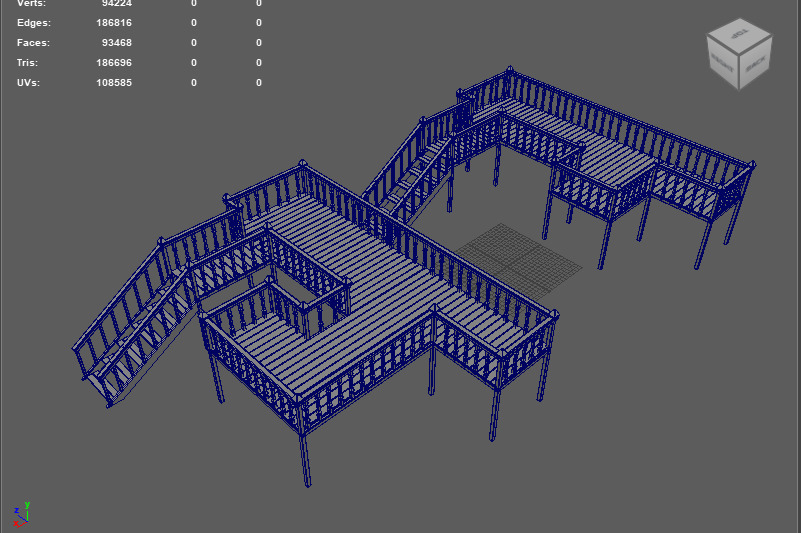 Multi wooden Deck  3D model_14