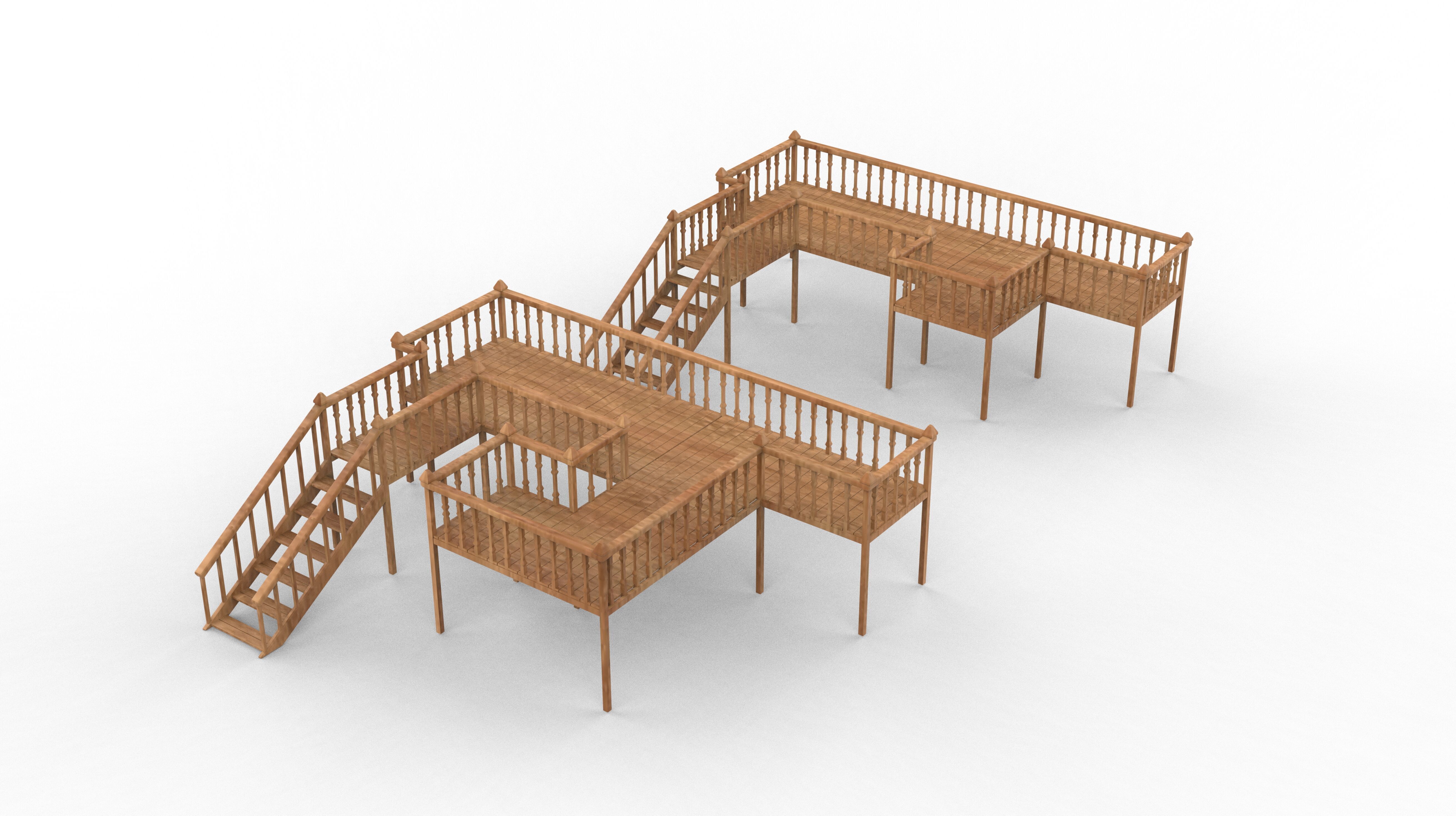 Multi wooden Deck  3D model_12