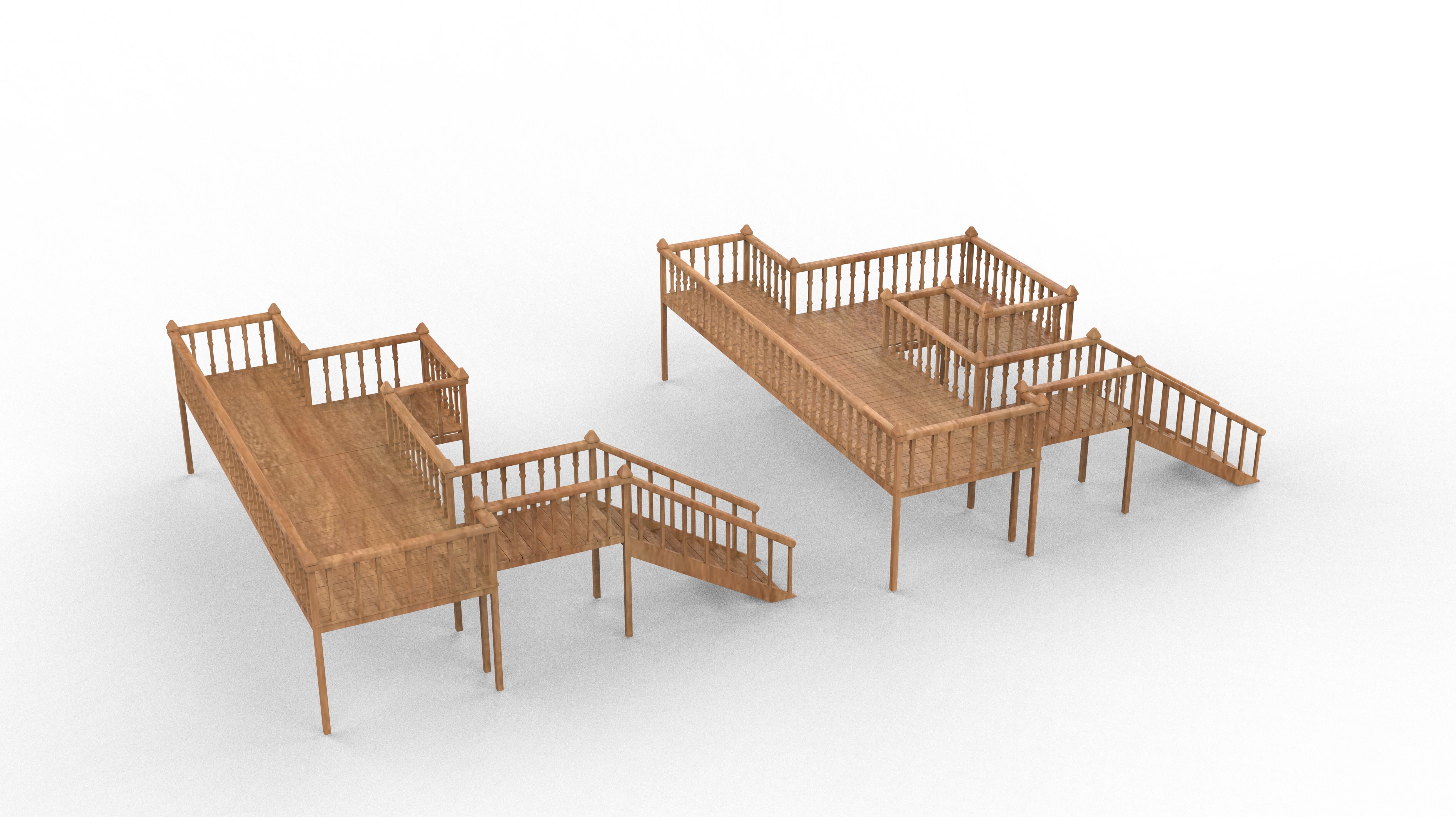 Multi wooden Deck  3D model_9
