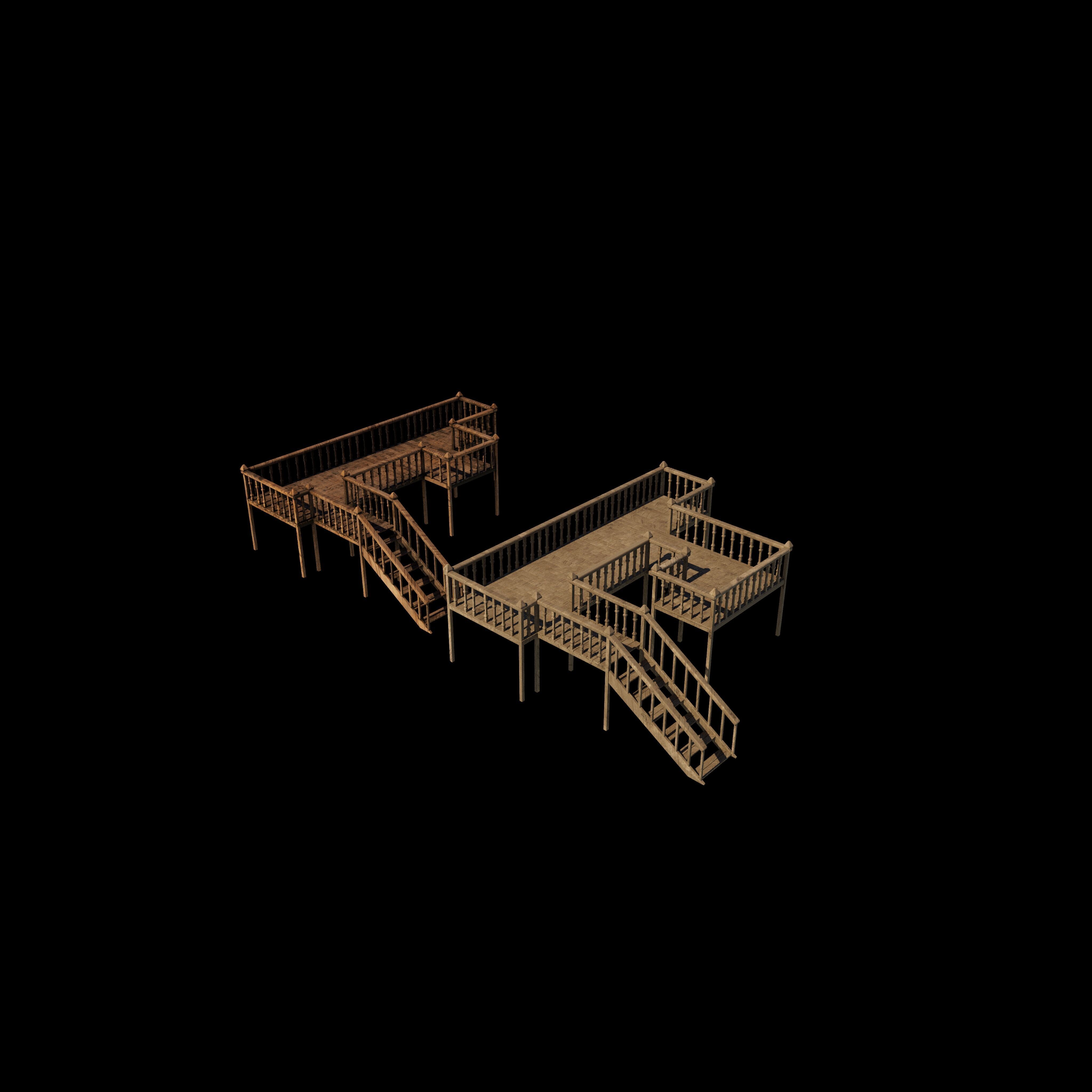 Multi wooden Deck  3D model_3