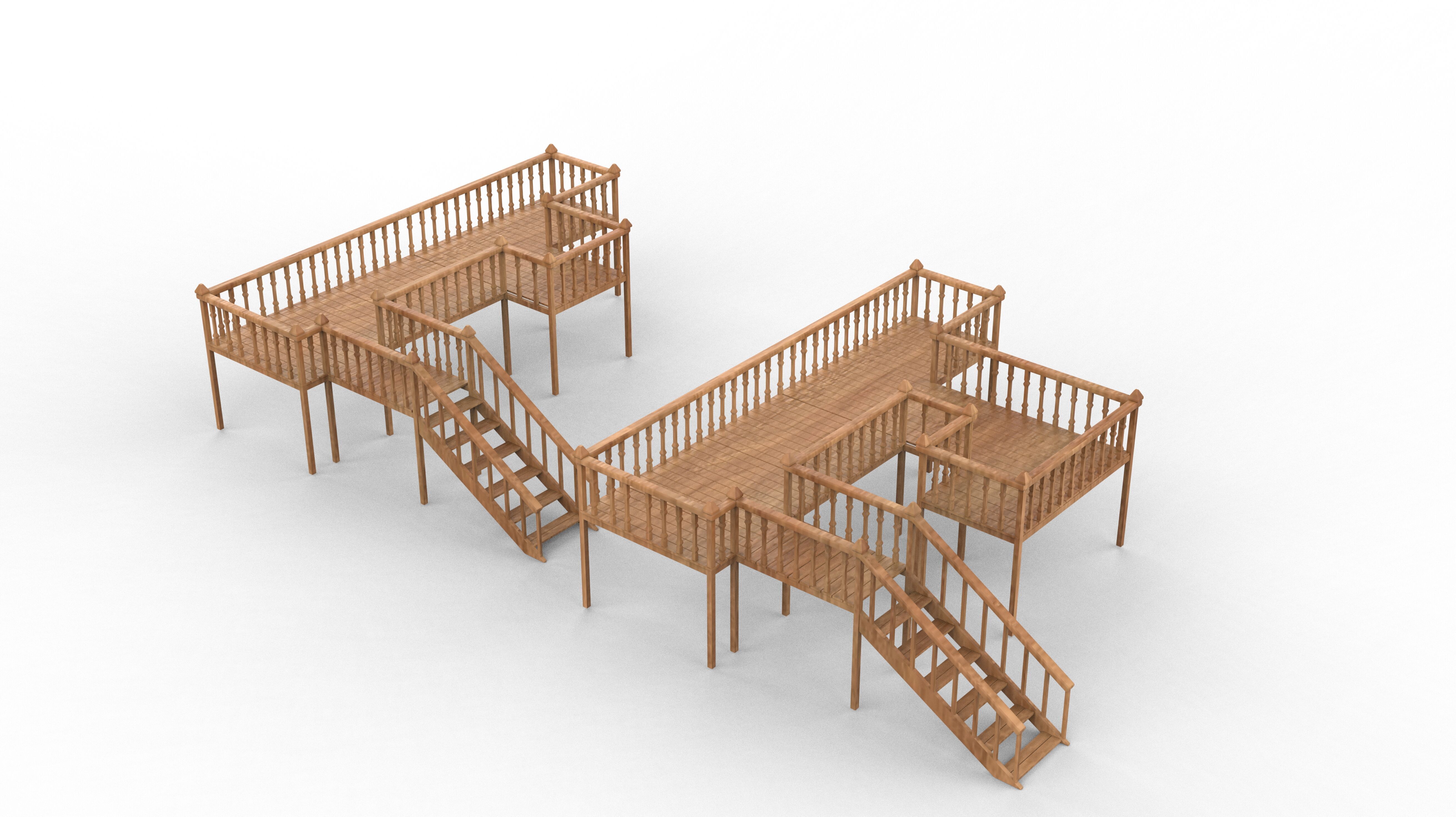Multi wooden Deck  3D model_10