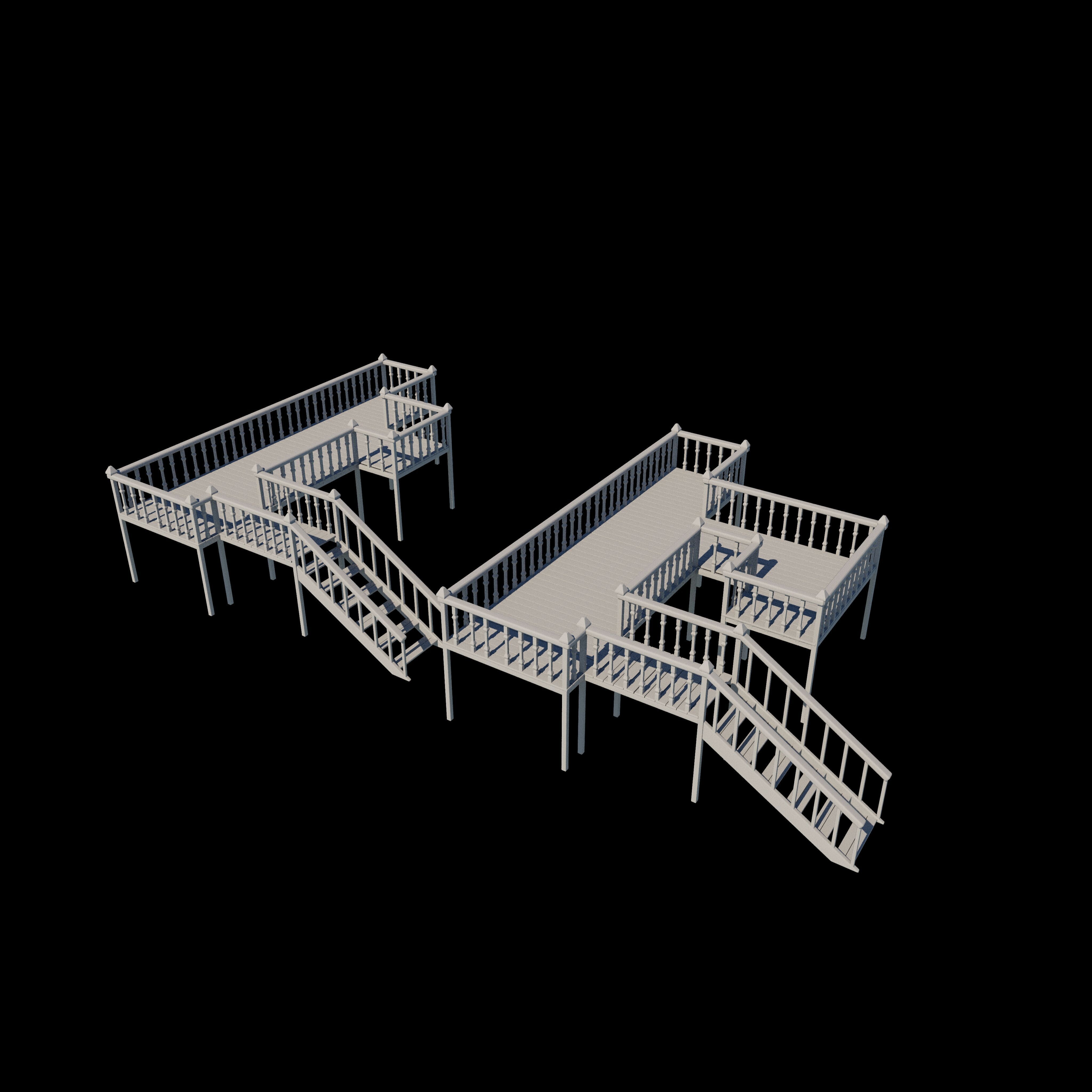 Multi wooden Deck  3D model_5