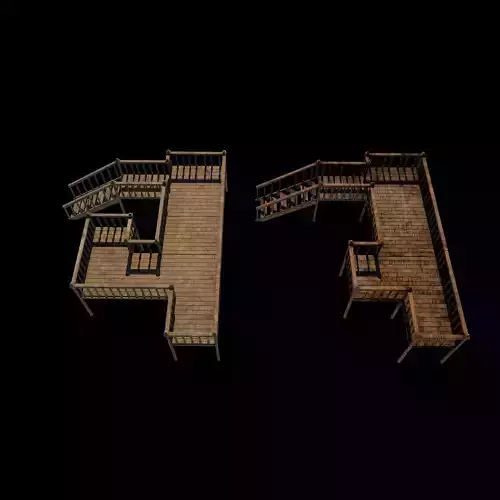 Multi wooden Deck  3D model