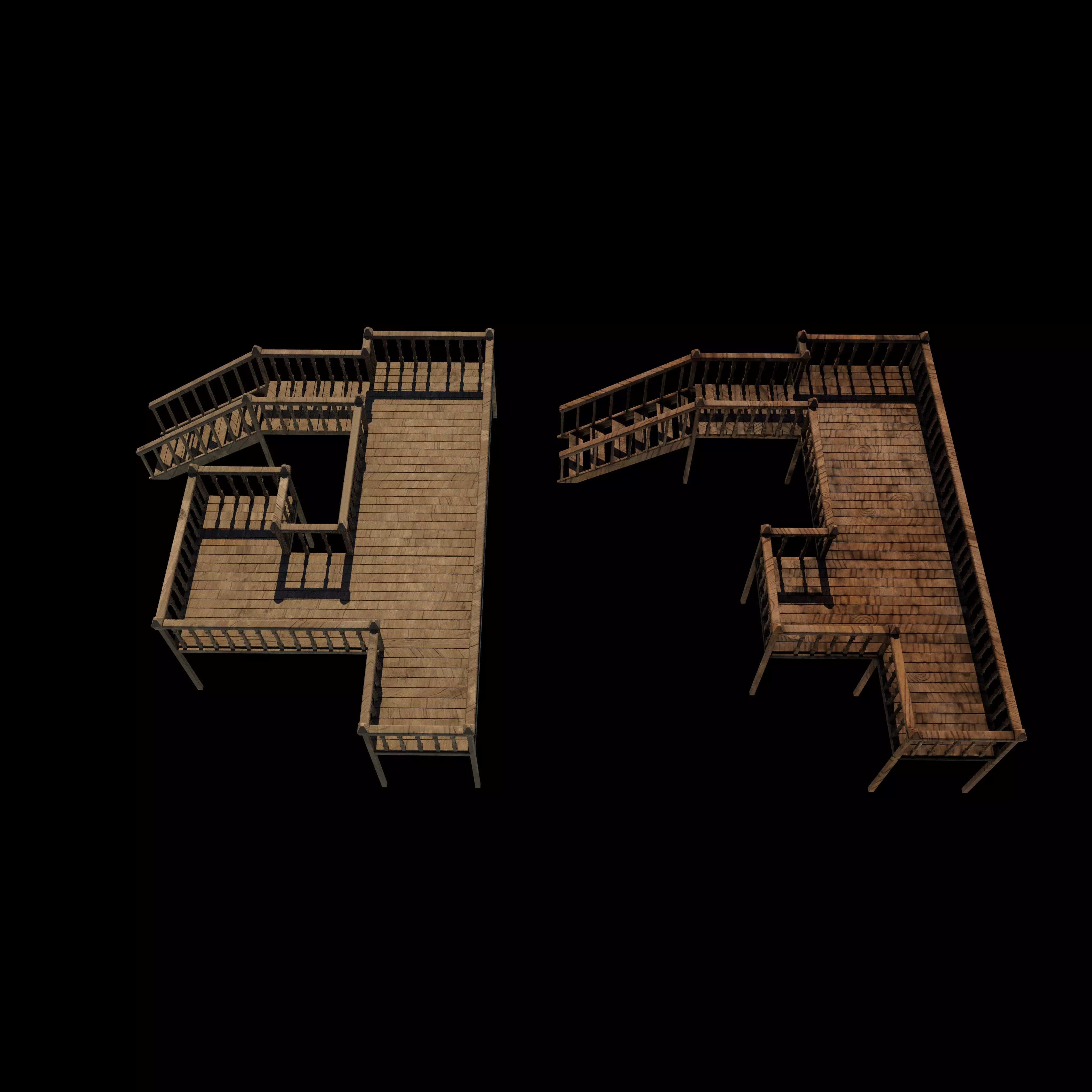 Multi wooden Deck  3D model_0