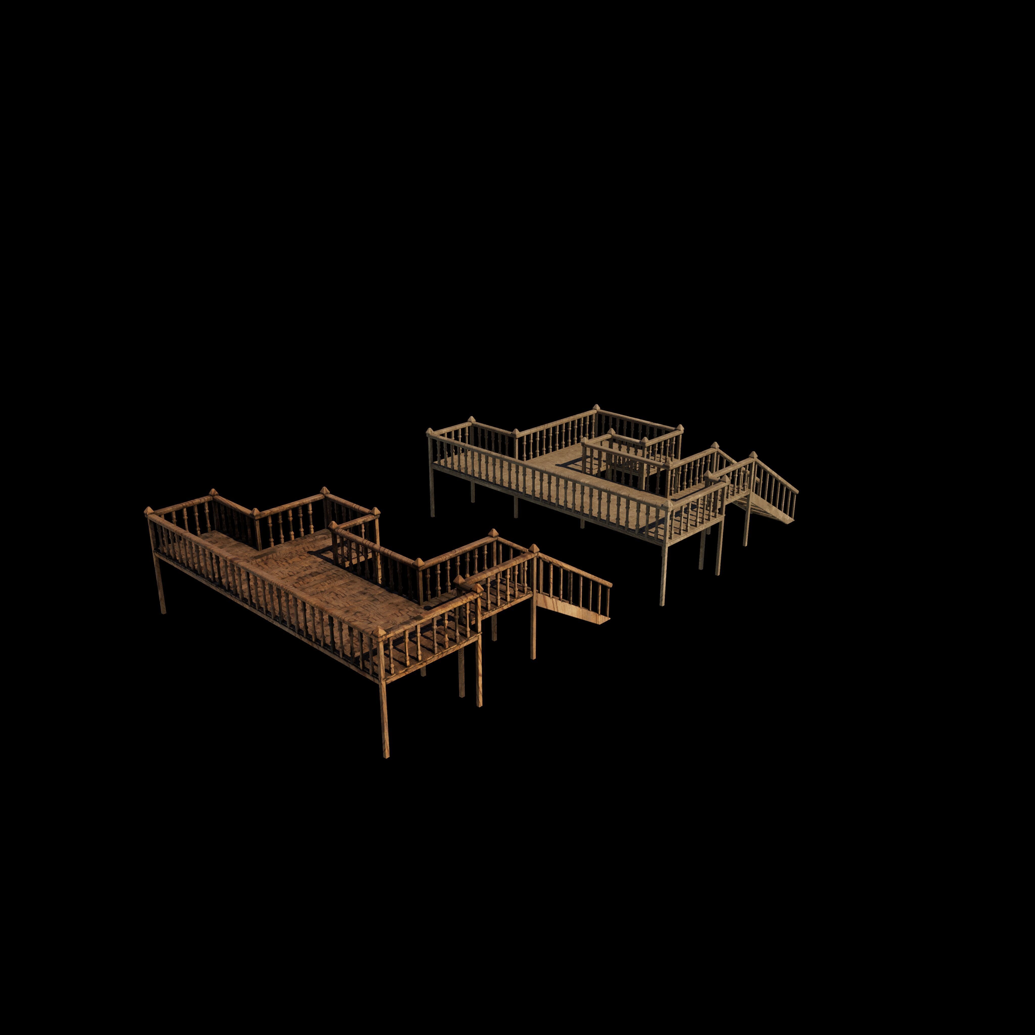 Multi wooden Deck  3D model_4